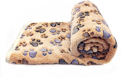 Miniatura 2 de Celine lin Manta de forro polar para perros de franela suave y cálida, para cachorros y gatos, color marrón