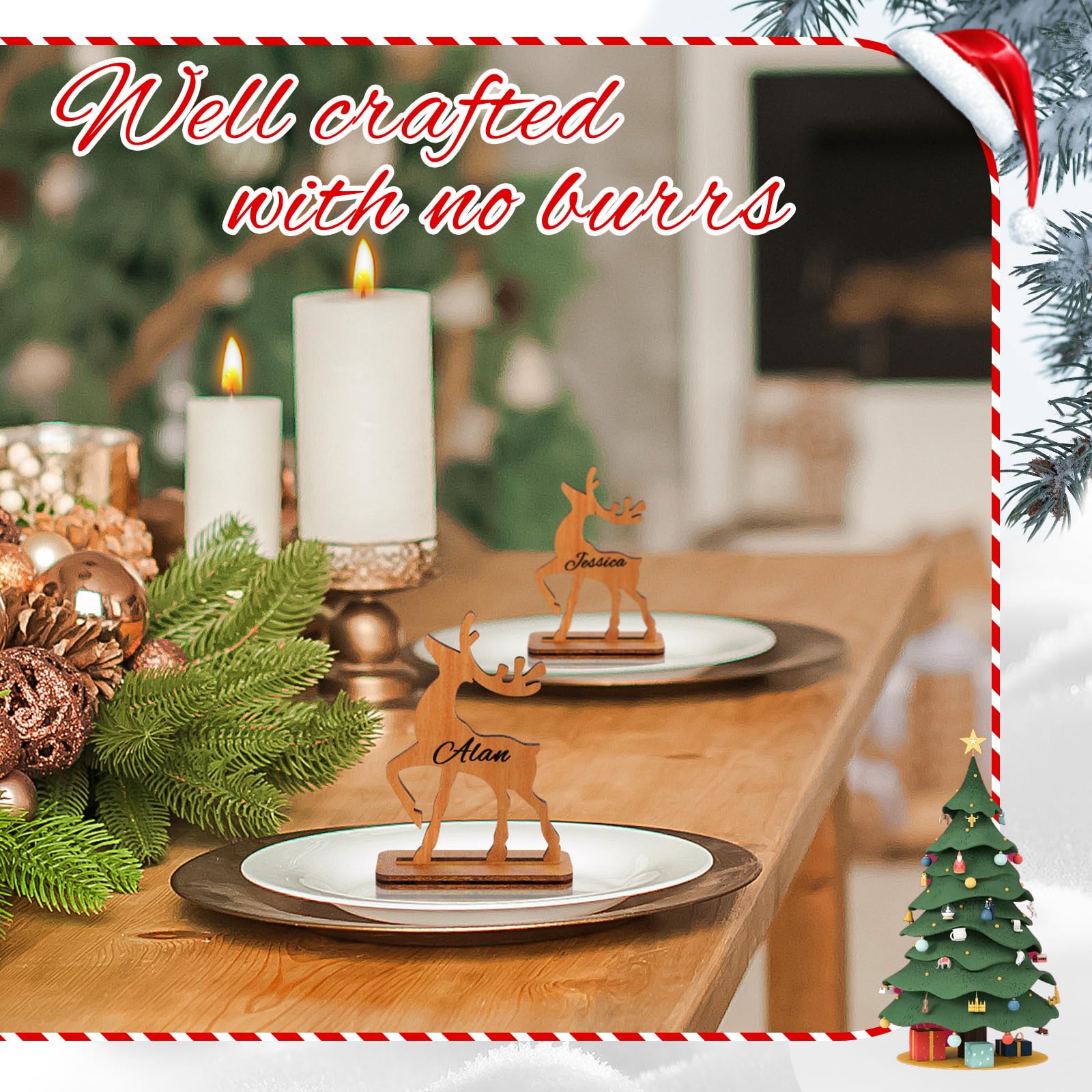SHINEOFI 12 Pz Portanumero Da Tavolo Segnaposto Natalizio Segnaposto Di Natale Supporto Portafoto Decorazione Desktop Di Natale Arredamento