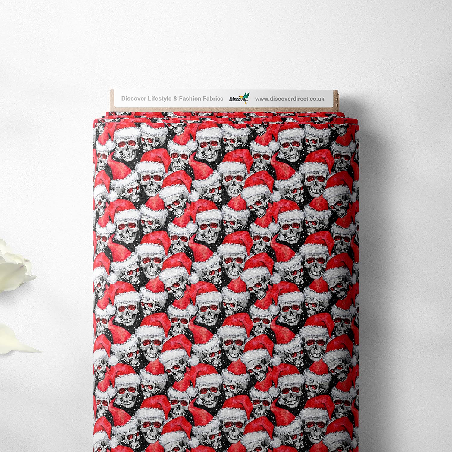 Discover Lifestyle & Fashion Fabrics Santa Skulls 100% Cotton Christmas Xmas Crafty Prints For Children Kids Crafts Quilting Fabric Material | 55" - 140 Cm Wide (Per Metre, )