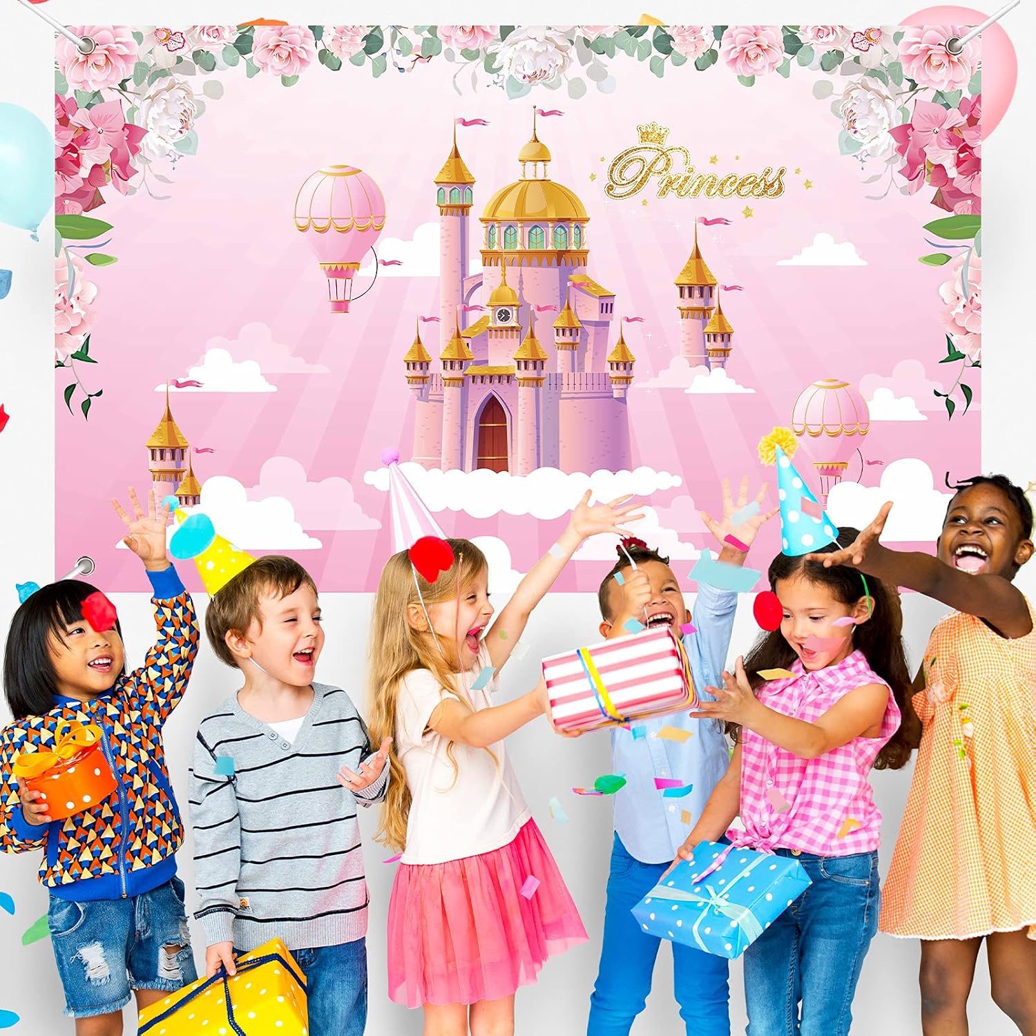Princess Backdrop Party Decoration Pink Princess Castle Theme Birthday Yard Sign Background Baby Shower Party Favors Supplies