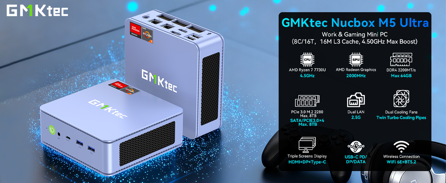 Amazon.com: GMKtec M5 Ultra Gaming Mini PC Ryzen 7 7730U (Upgraded
