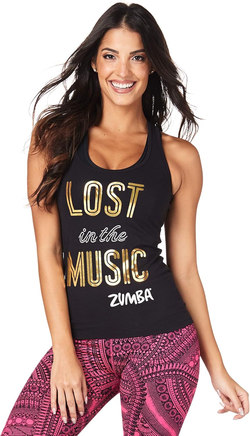 Zumba Graphic Print Fitness Dance Workout Racerback Tank Tops
