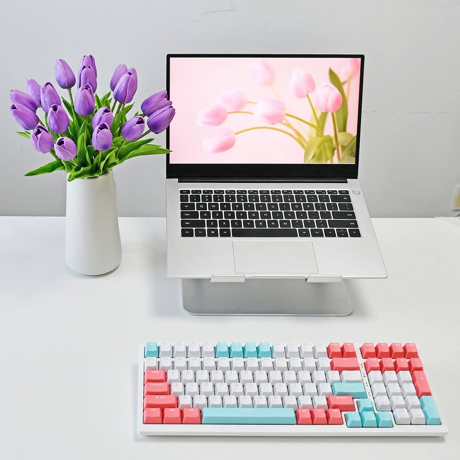 Mandy's Artificial Tulips 20 Stems Lilac PU Faux Flowers for Valentine's Day and Easter Decorations Wedding Home Decor 13.5 Inch - Image 8