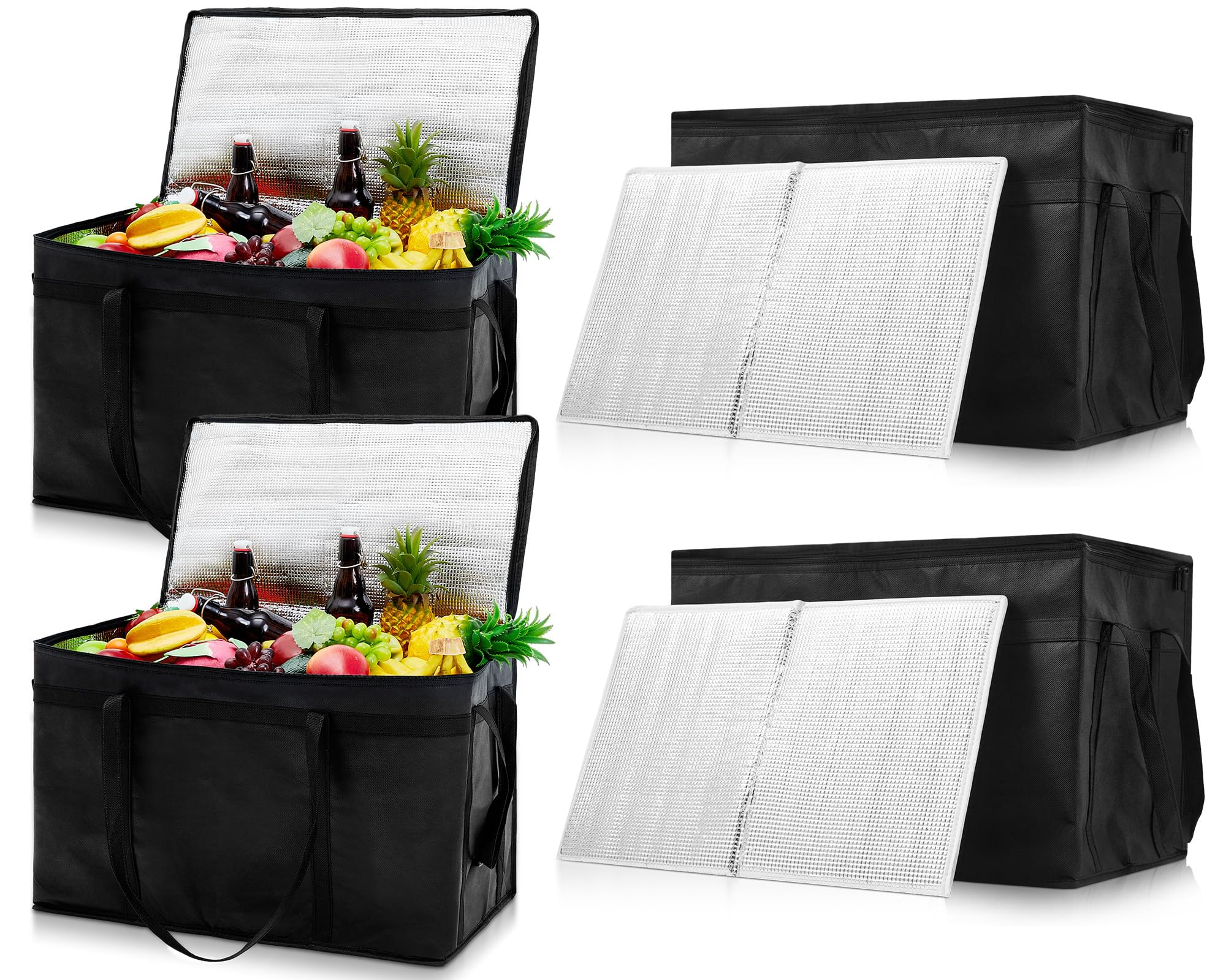 Maxcheck Isolierte Lebensmittel-Liefertasche mit hartem Boden, XXXL-Kapazität, isolierter Kühler, Catering-Tasche, wiederverwendbar, für Pizza, heiße und kalte Speisen, Wärmer von Mahlzeiten