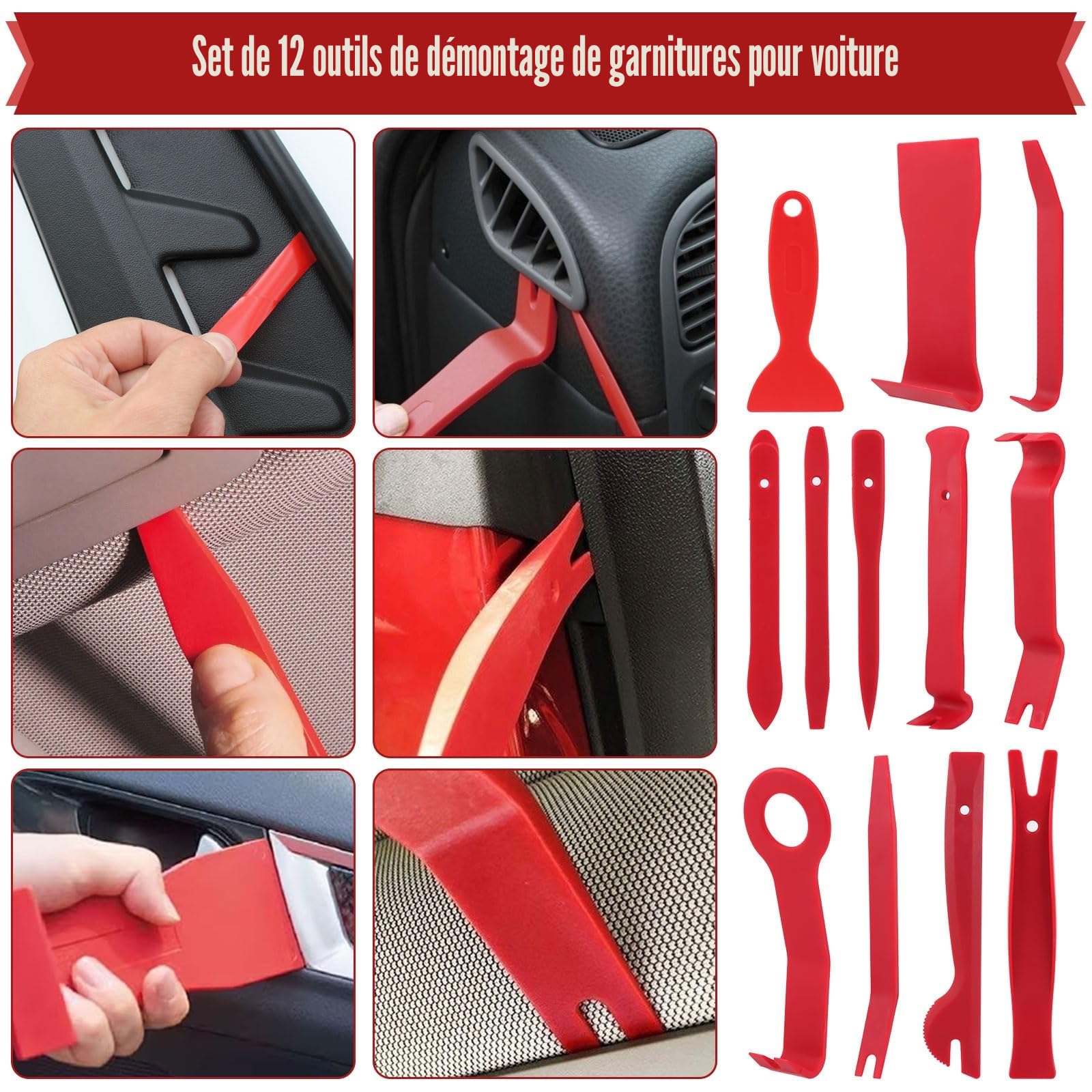NVIYAM 158 Pièces Outils de Levier Universels pour Voiture, Outils de DéMontage de Garnitures Trousse, Outil Demontage Garniture avec Broches de Retenue, Ensemble à Pince Et Extracteur D’Attaches