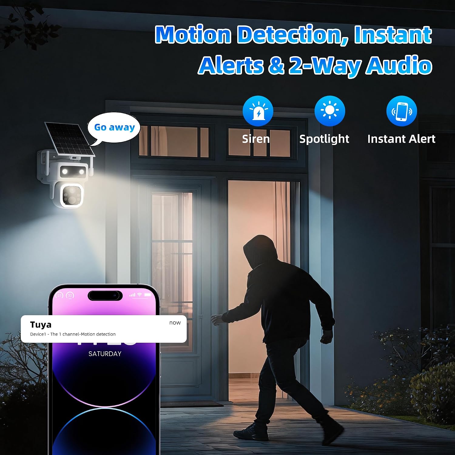 Lifetime Free Data & No Monthly Fee 4G LTE Solar Cellular Security Camera Outdoor Wireless,No WiFi Needed, 360° PTZ, 2K Full Color Night Vision, Human Tracking, 2-Way Audio, 32GB SD Card, IP66-White thumbnail
