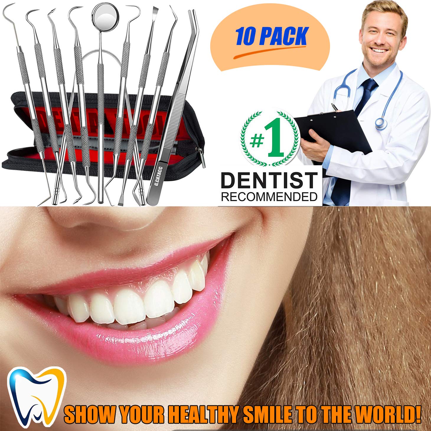 Dental Tools, 10 Pack Professional Plaque Remover Teeth Cleaning Tools