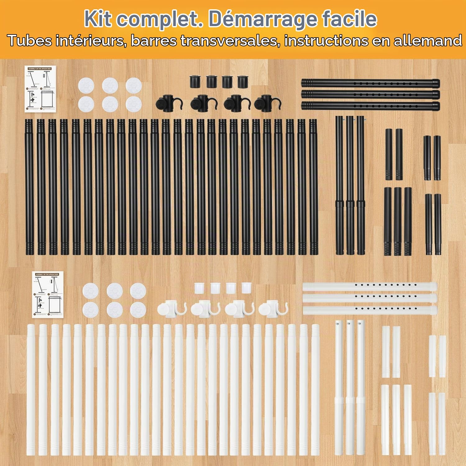 Cloison de séparation sans perçage - Tringle à rideaux réglable extra large - Séparateur de pièce autonome sans rideau - Largeur : 70-355 cm x hauteur : 122-305 cm - Brise-vue pour salon, chambre et