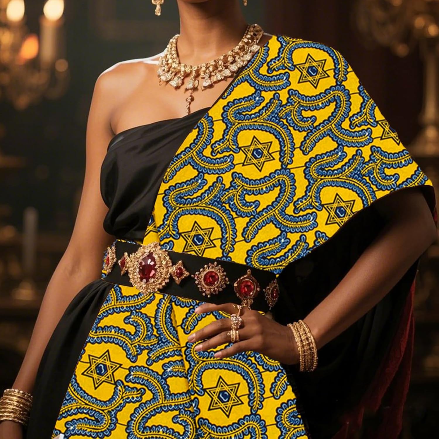 African Nigerian Style Printed Polyester Women'S Geometric Pattern Wax Printed Headscarf Shawl - Image 3