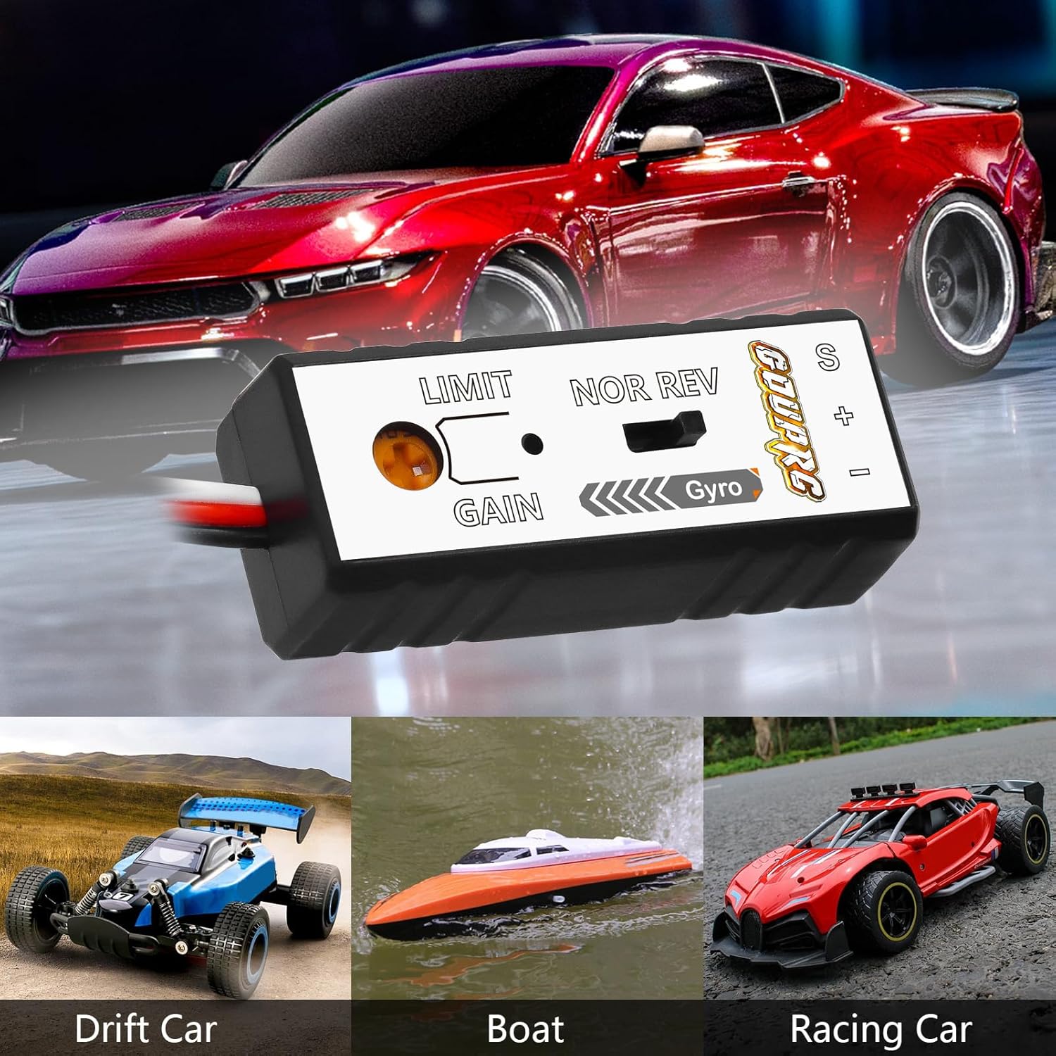 GOUPRC Mini Gyro Module Sensitivity Adjustable and Direction Changeable Automatic Stability Control RC Gyro for RC Car Boat