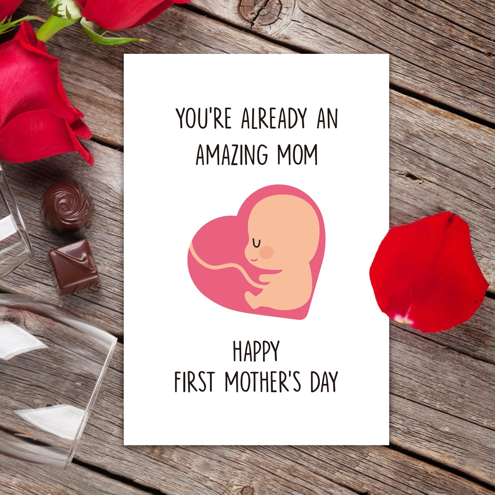Ithmahco Cute First Mother’s Day Card, Expecting Mothers Day Card, Mothers Day Gift from Pregnant Wife, Happy Mothers Day from the Bump， First Mothers Day Gifts For New Mom Expecting Mom