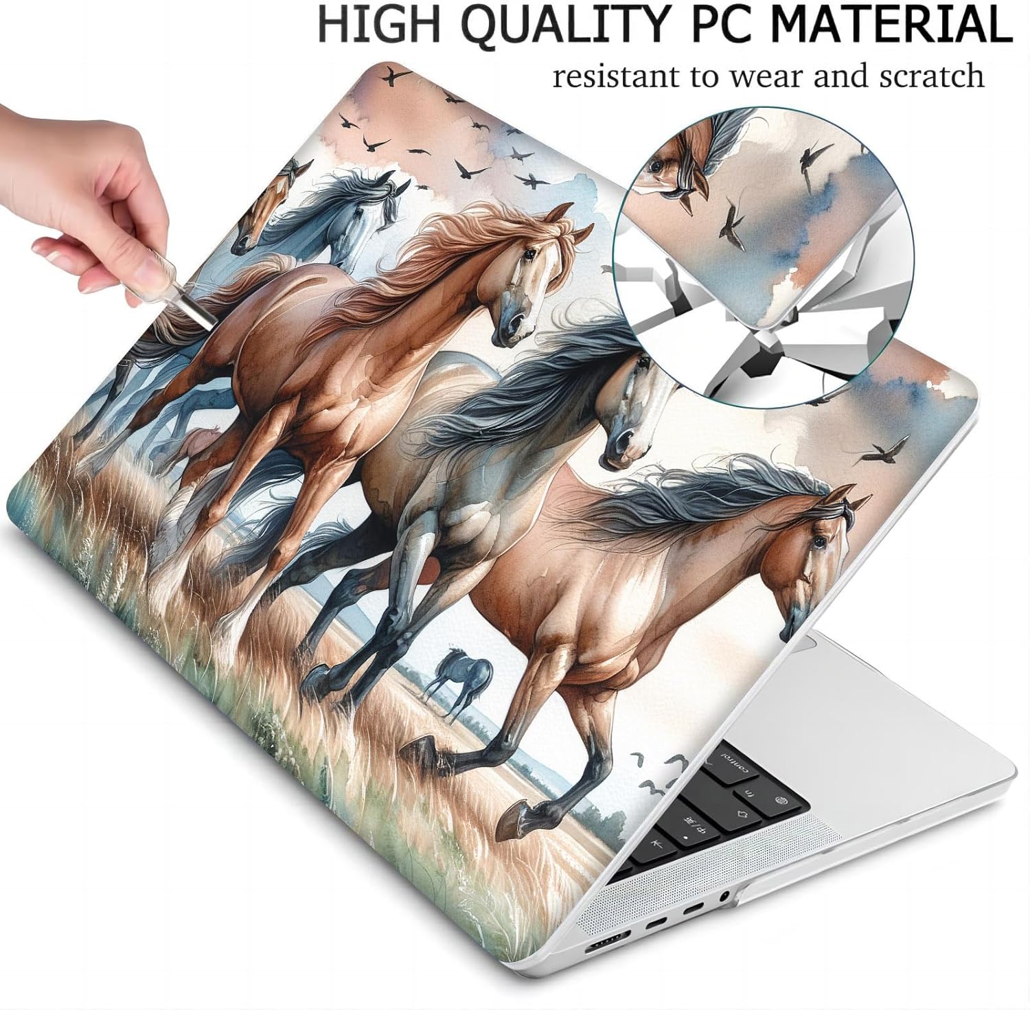 Compatible with MacBook Air 13 inch, Hard Shell Case with Keyboard Cover and Screen Protector (A1369 A1466, 2010-2017 Release) - Horse MC21922