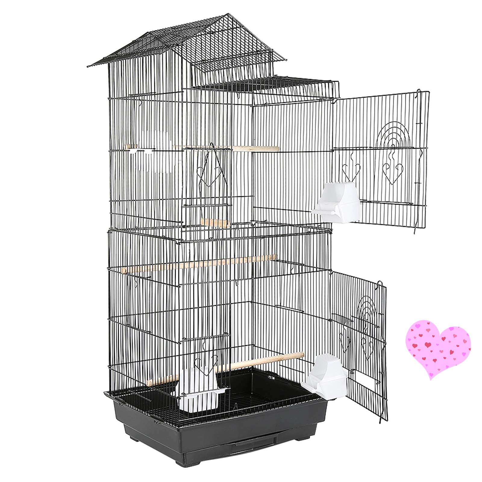 YIZHE Jaula para pájaros Portátil con Ruedas, Jaulas Grandes de Metal para Aves para Exterior (46 * 35.5 * 99cm)