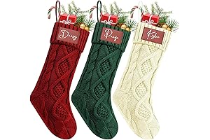 Personalized Christmas Stockings with Names, Large Family Knitted Xmas Stocking