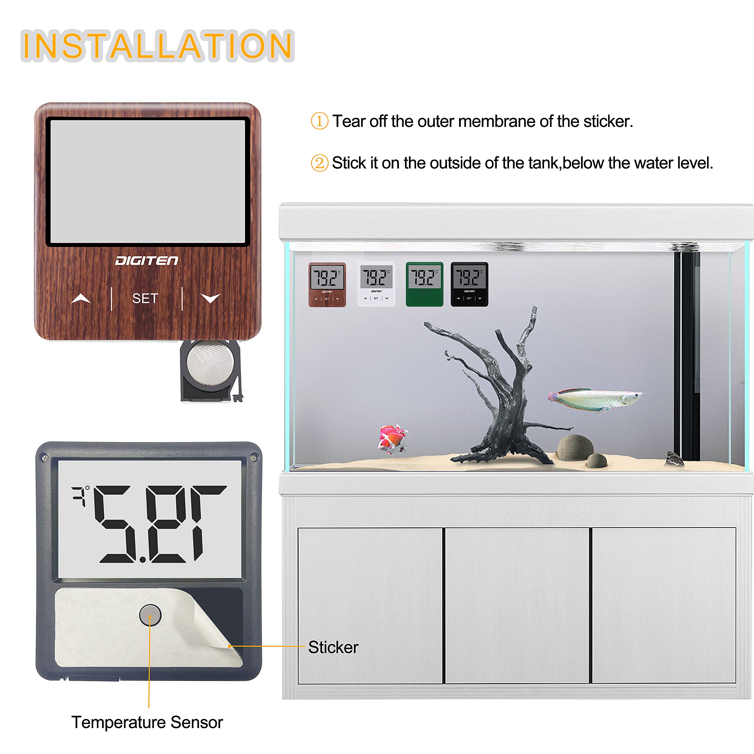 Thermomètres Numériques D'aquarium Avec écran LCD Disponible De Poisson