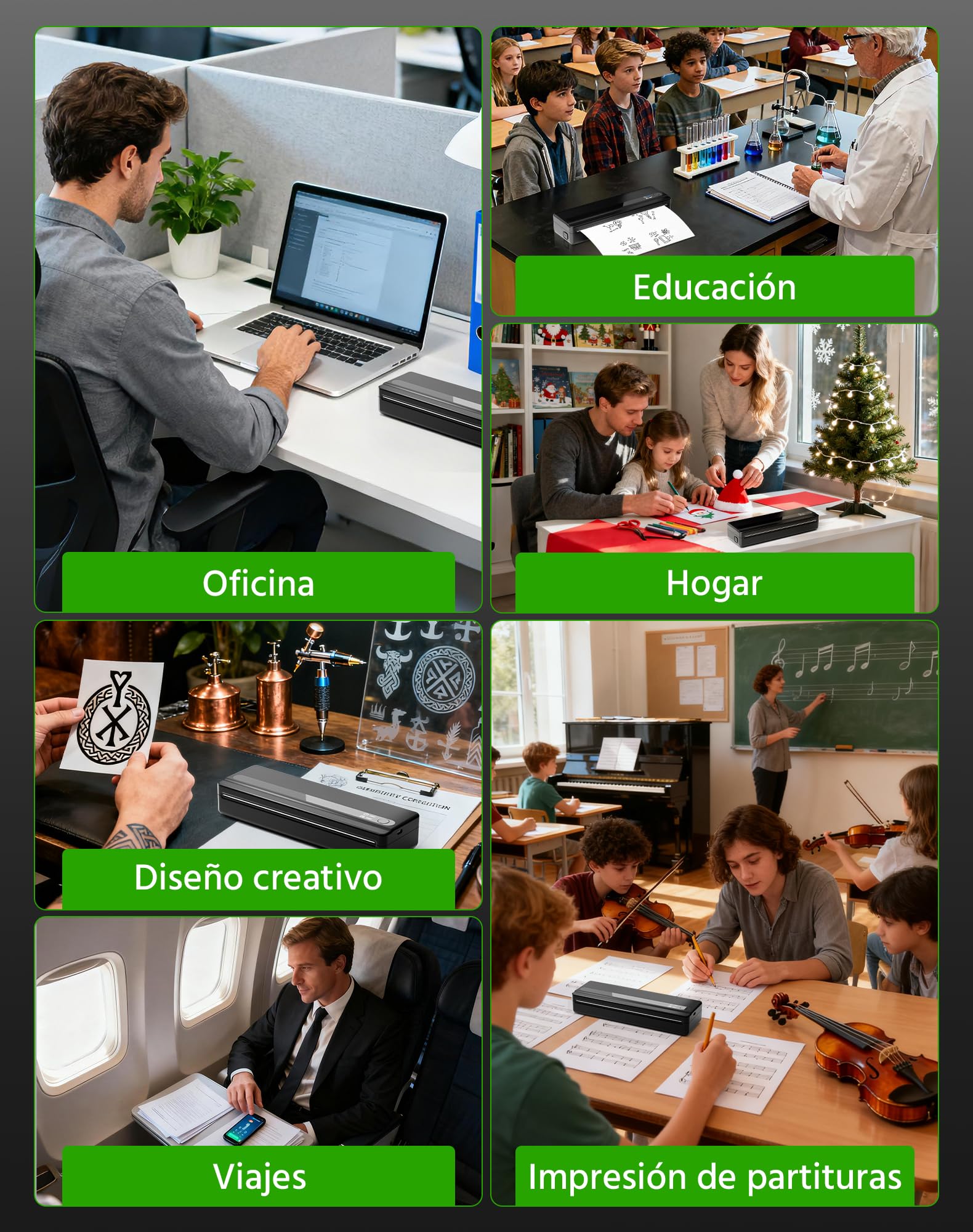 PB821 Impresora Térmica Portátil, Impresora Portátil A4 para Viajar, Oficina, Escuela, Casa, Compatible con Smartphones y Ordenadores, Impresora A4 Bluetooth con 3 Rollos de Papel