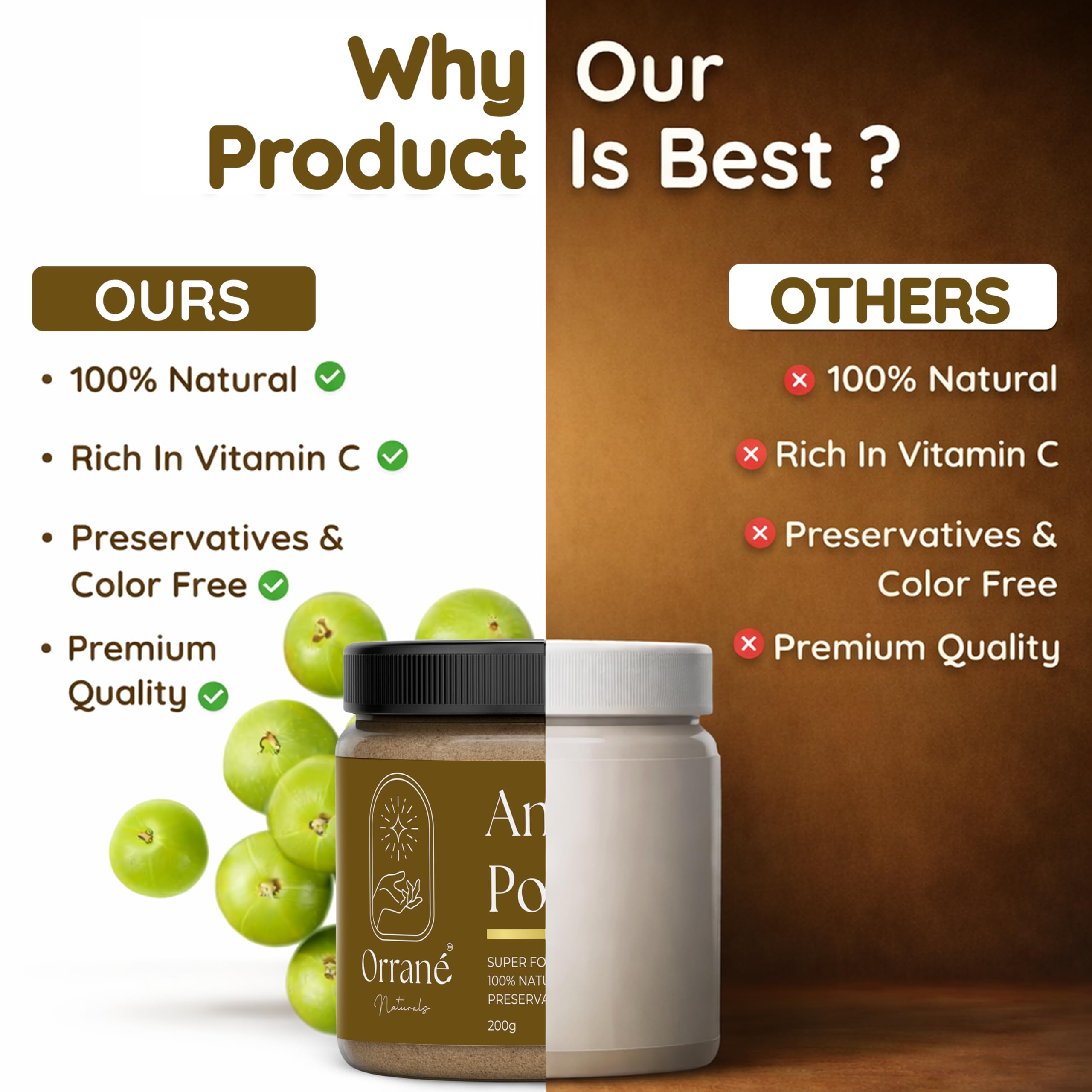 Orrané Amla Powder 200g Pure Indian Gooseberry for Eating, Drinking & Beauty | Vitamin C Rich Amla Powder Support Hair Growth, Skin Glow, Digestion, Immunity, Detox & Natural Care — Amazon image 5