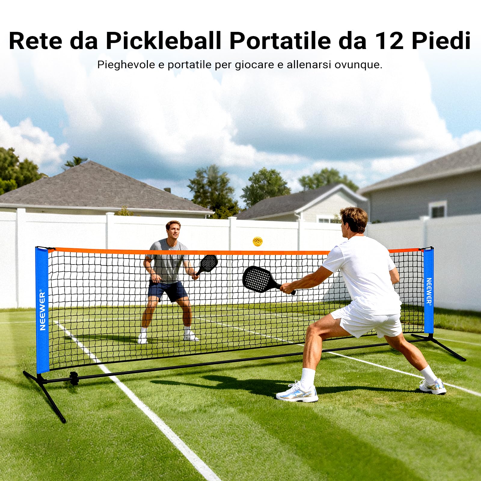 NEEWER Rete da Pickleball Larga 3,6m, Portatile Pieghevole per Vialetto, Accessori Allenamento Pickleball, PB02N