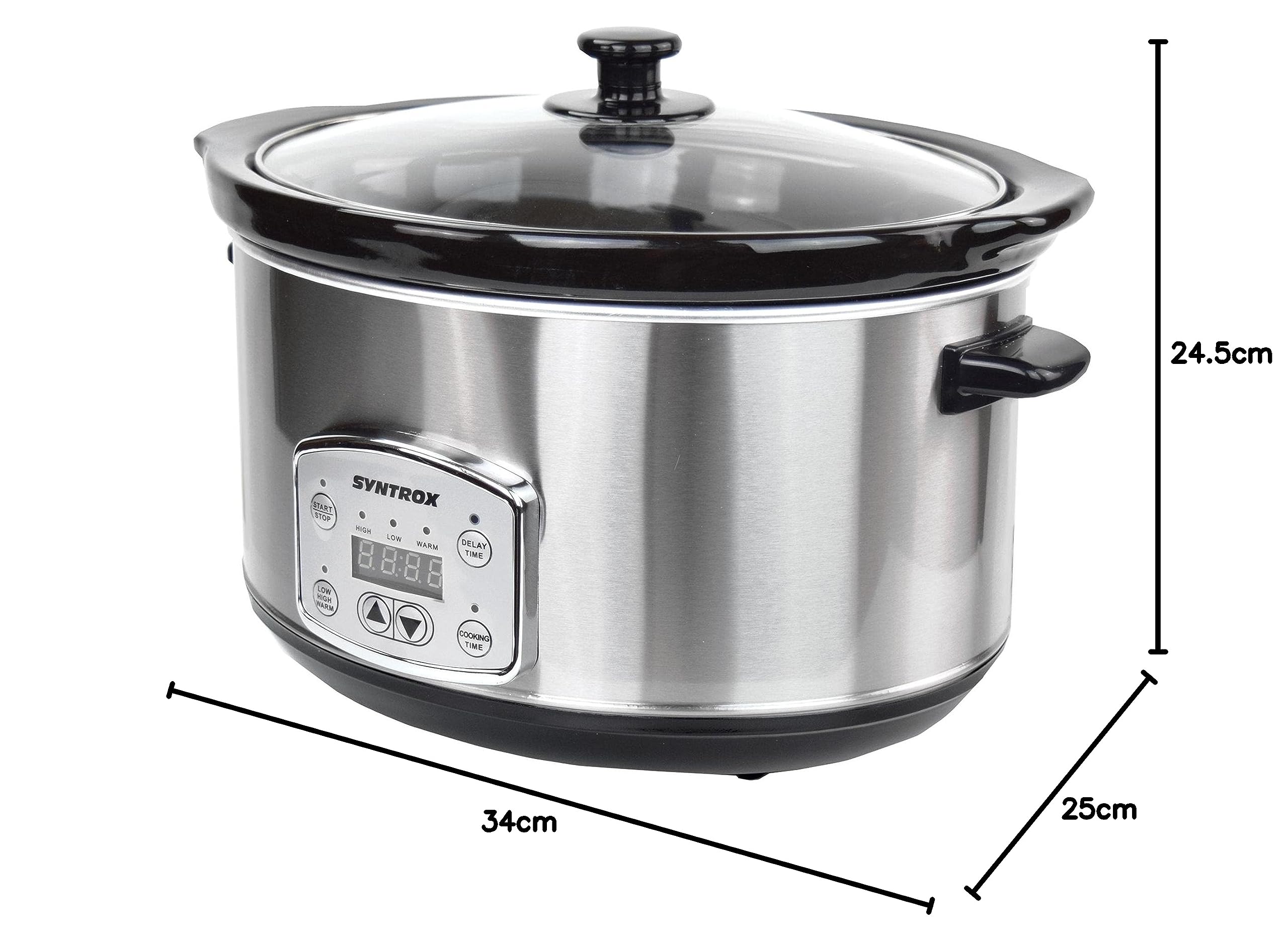 Syntrox Germany Schongarer mit 4,5L Slow Cooker mit 3 Heizstufen und Warmhaltefunktion und 200 Watt