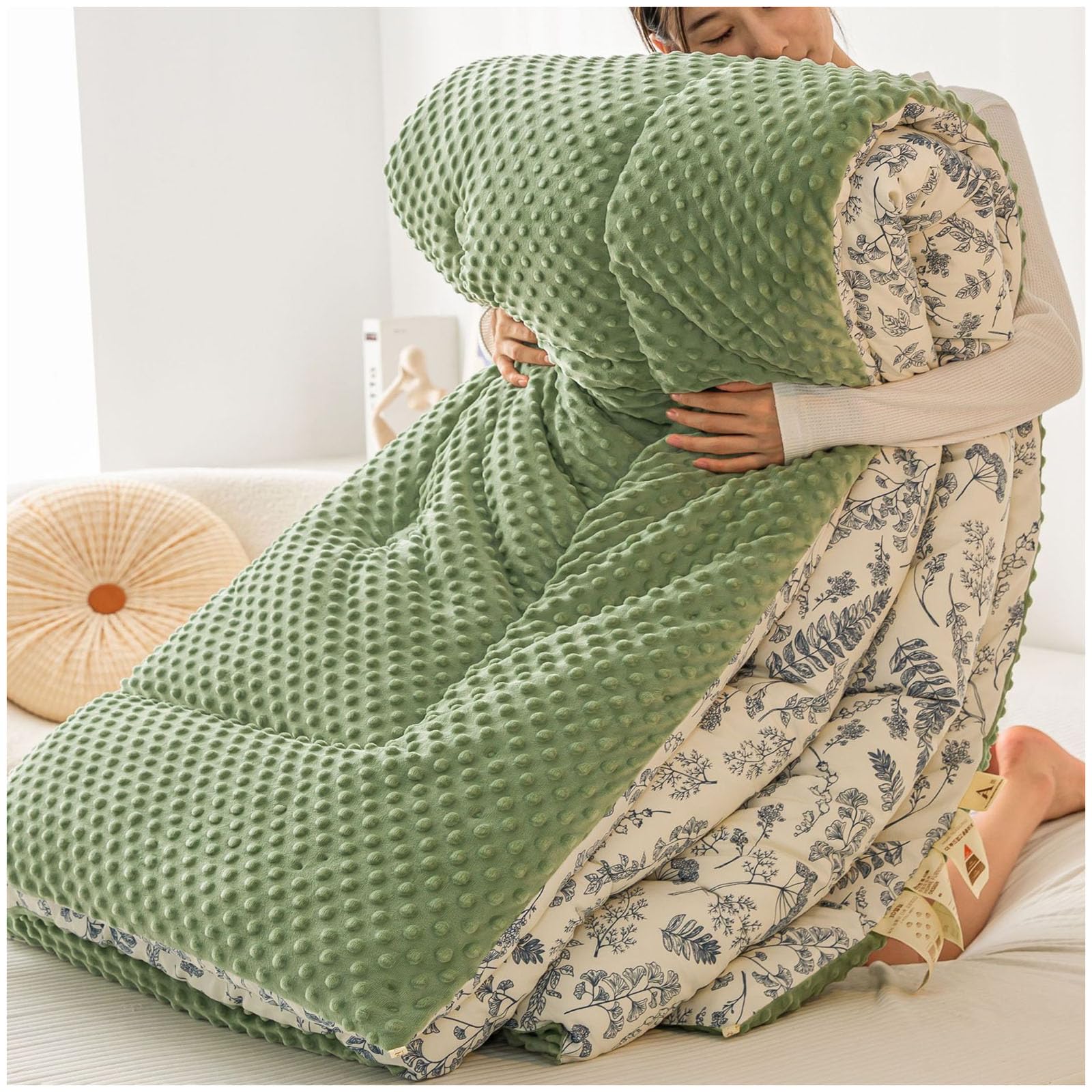 Edredón de plumón y soja ZTGL 220x240cm con manta de terciopelo doble cara para invierno
