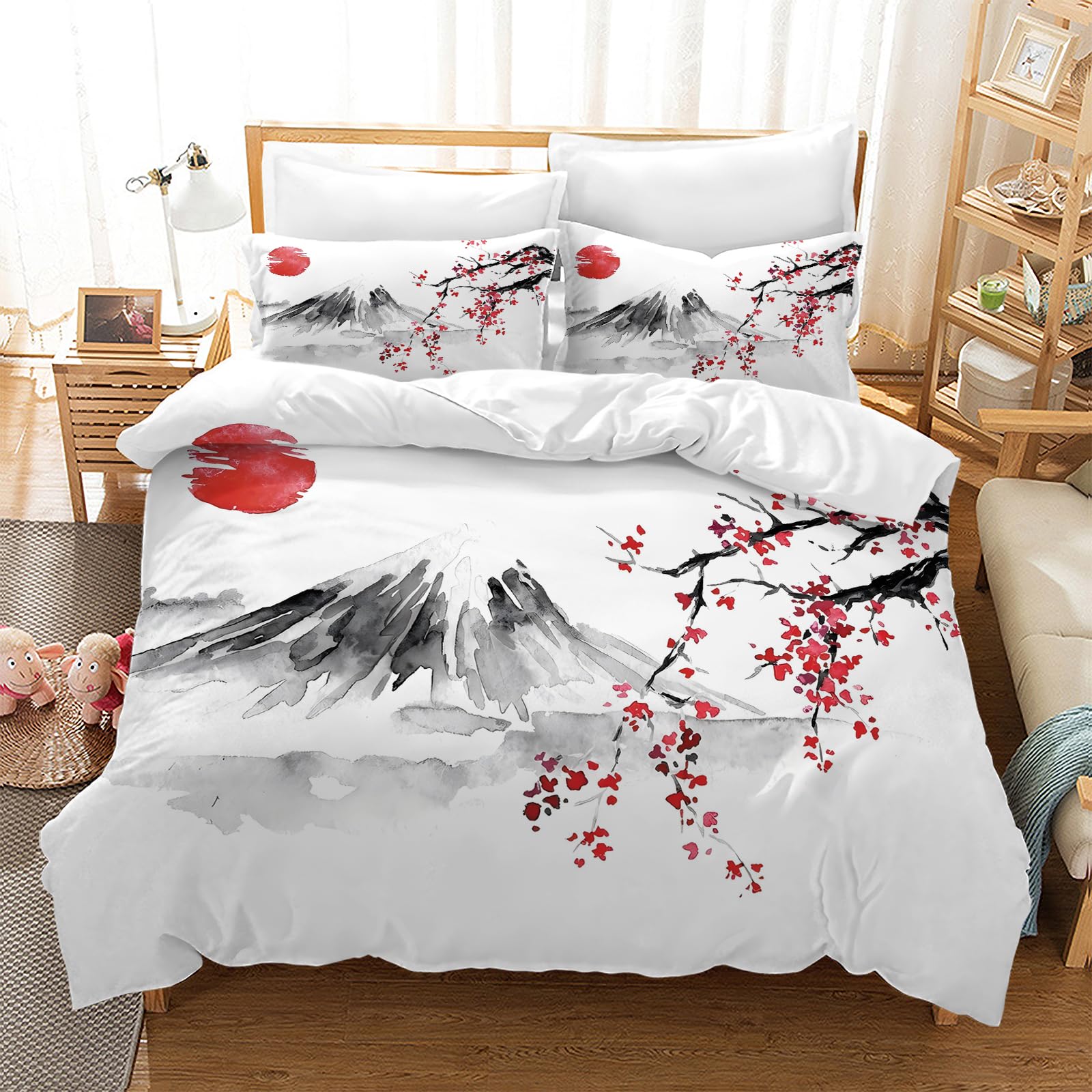 Parure de lit fleurs romantiques 3D rouge pour créer un nid douillet et chaleureux