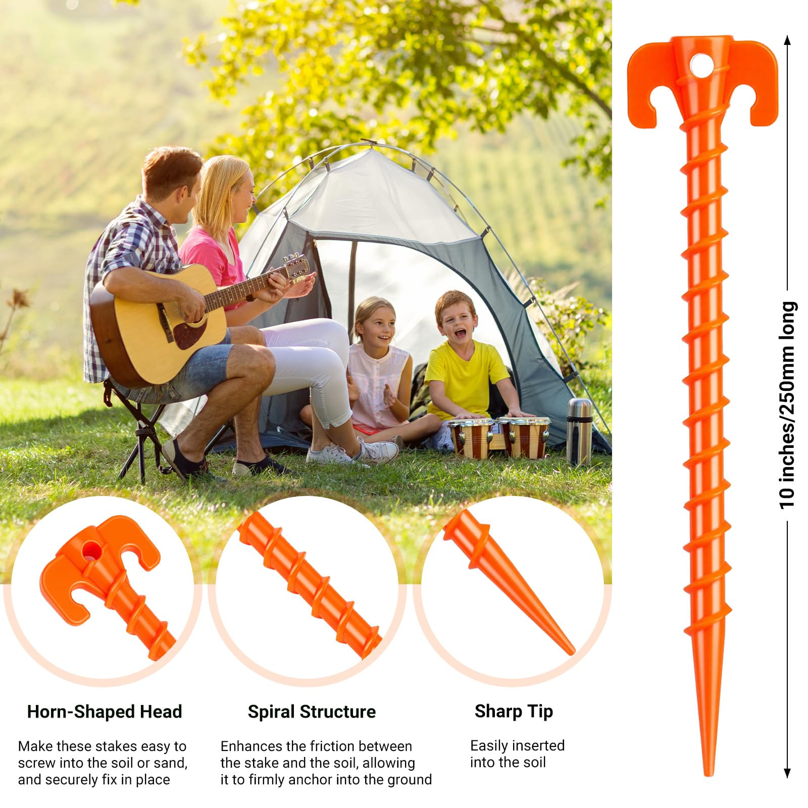 Relaxdays Set Da 25 Picchetti Per Tende, Corda 15 M , Pioli In Plastica - Foto 9