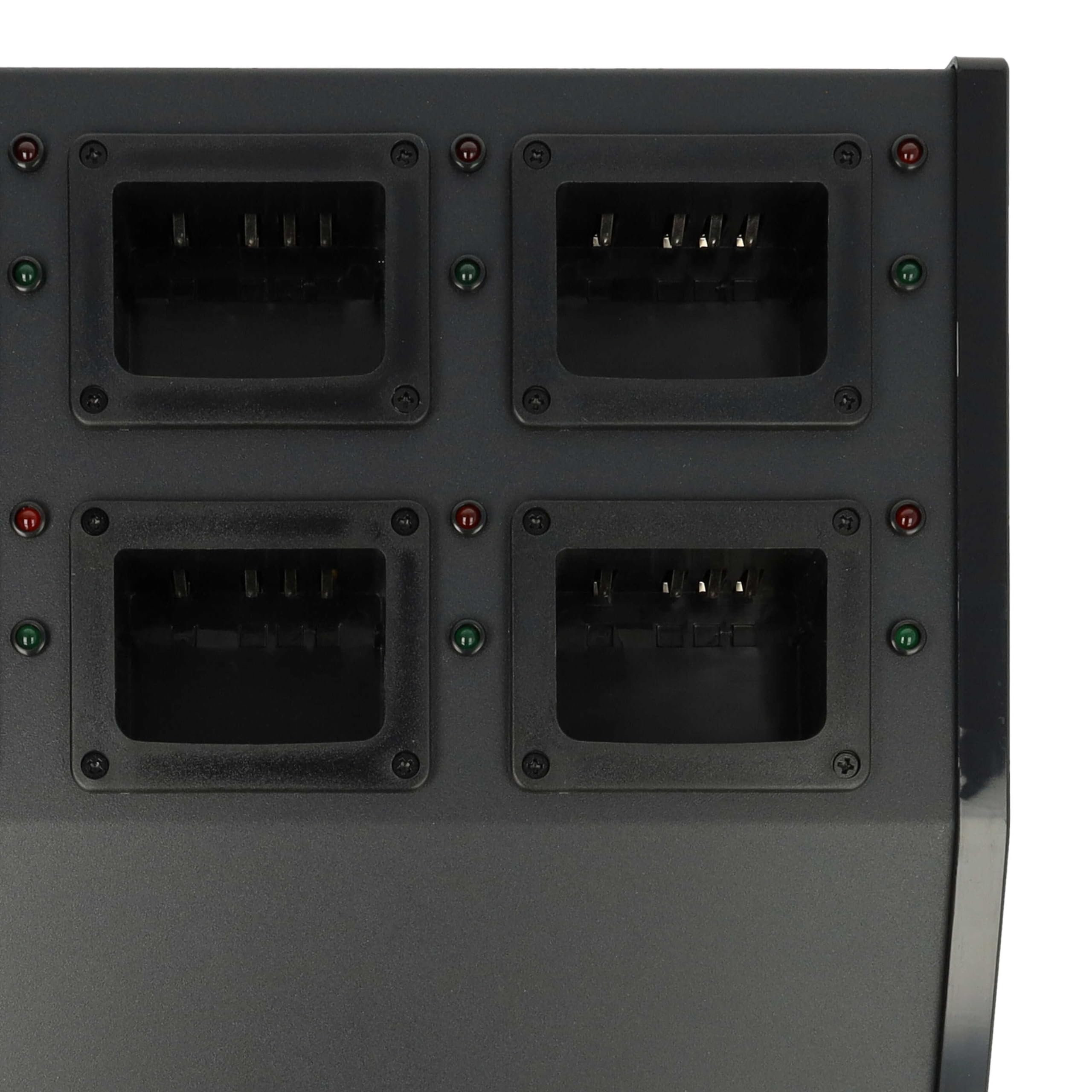 vhbw Cargador 6 Compartimentos Compatible con Kenwood KNB-57, KNB-56N, KNB-57L baterías de Radio - Estación de Carga + Cable Corriente, 12 V, 6 A