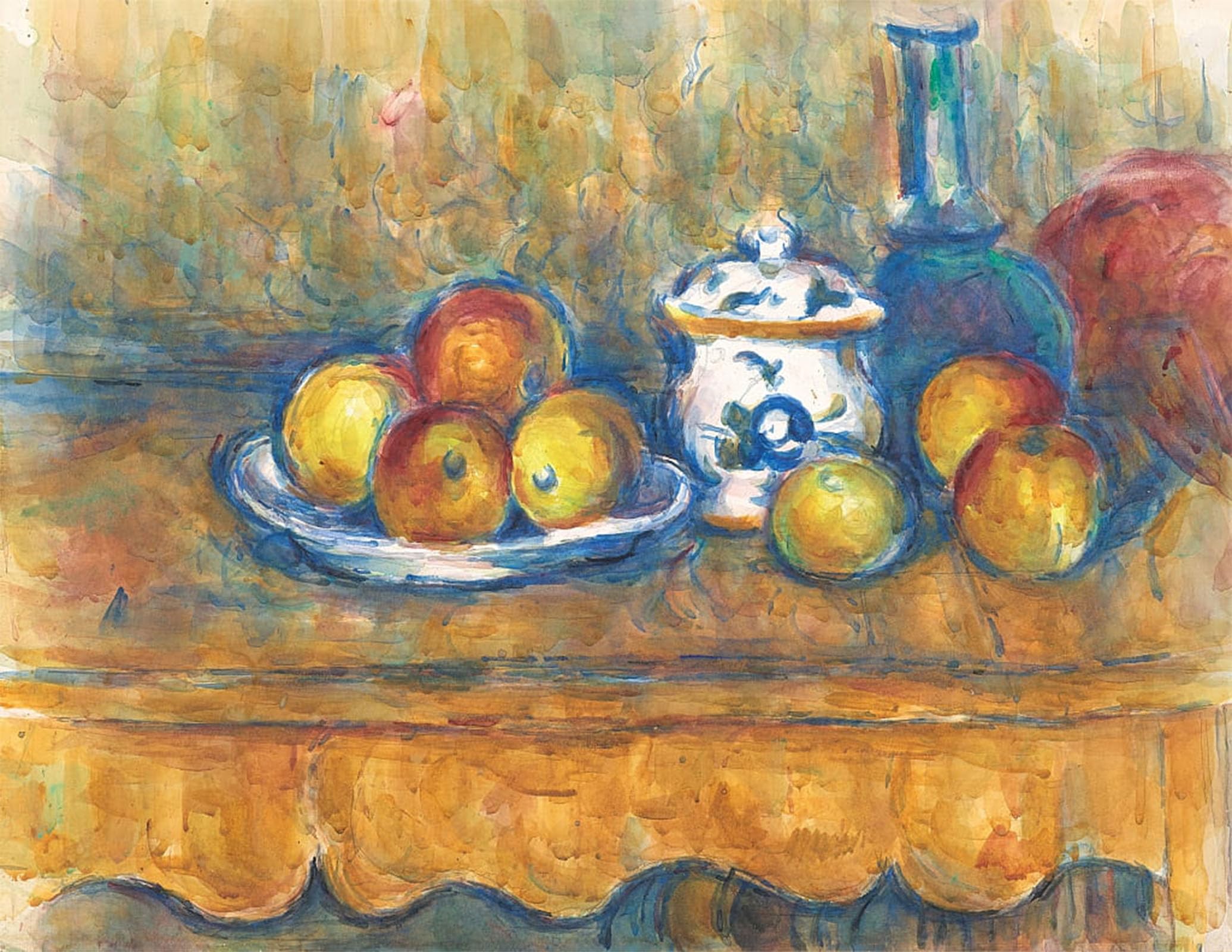 ARTXLXXBN Famous Prints Artwork Pictures Poster Painting Art Still Life Withbottle Sugar Bowl and Apples by Paul Cézanne Artwork Landscape Pictures for Home Decor 60x90cm
