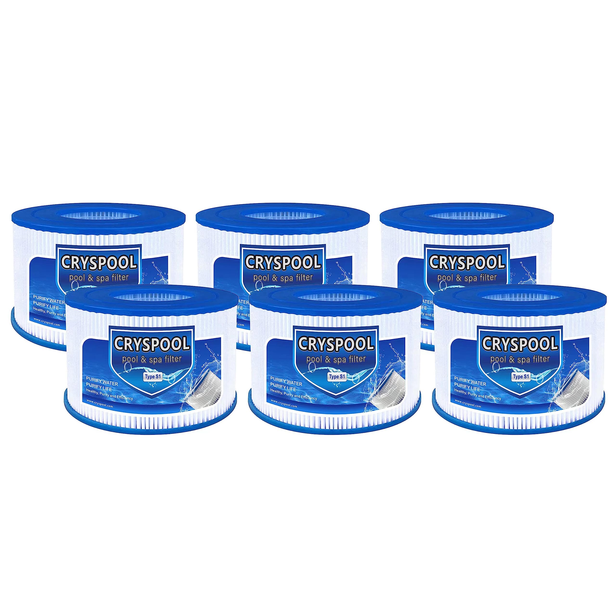 Cryspool® Type S1 Spa Filter Compatible with Type S1, 29001E Spa Filters Cartridge, 6 Pack