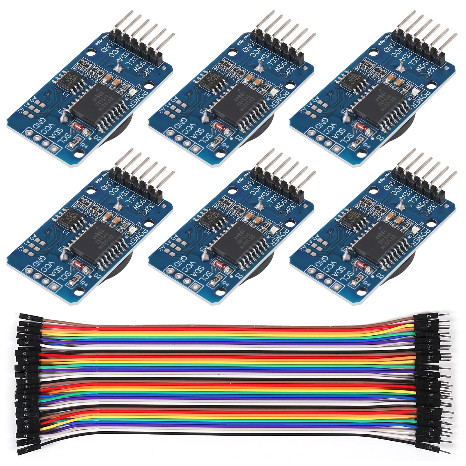 JUZITAO 6PCS DS3231 Real Time Clock Module RTC Sensor High Precision AT24C32 IIC Timer Alarm Clock for Raspberry Pi(Without Battery)+ 20 PCS Male to