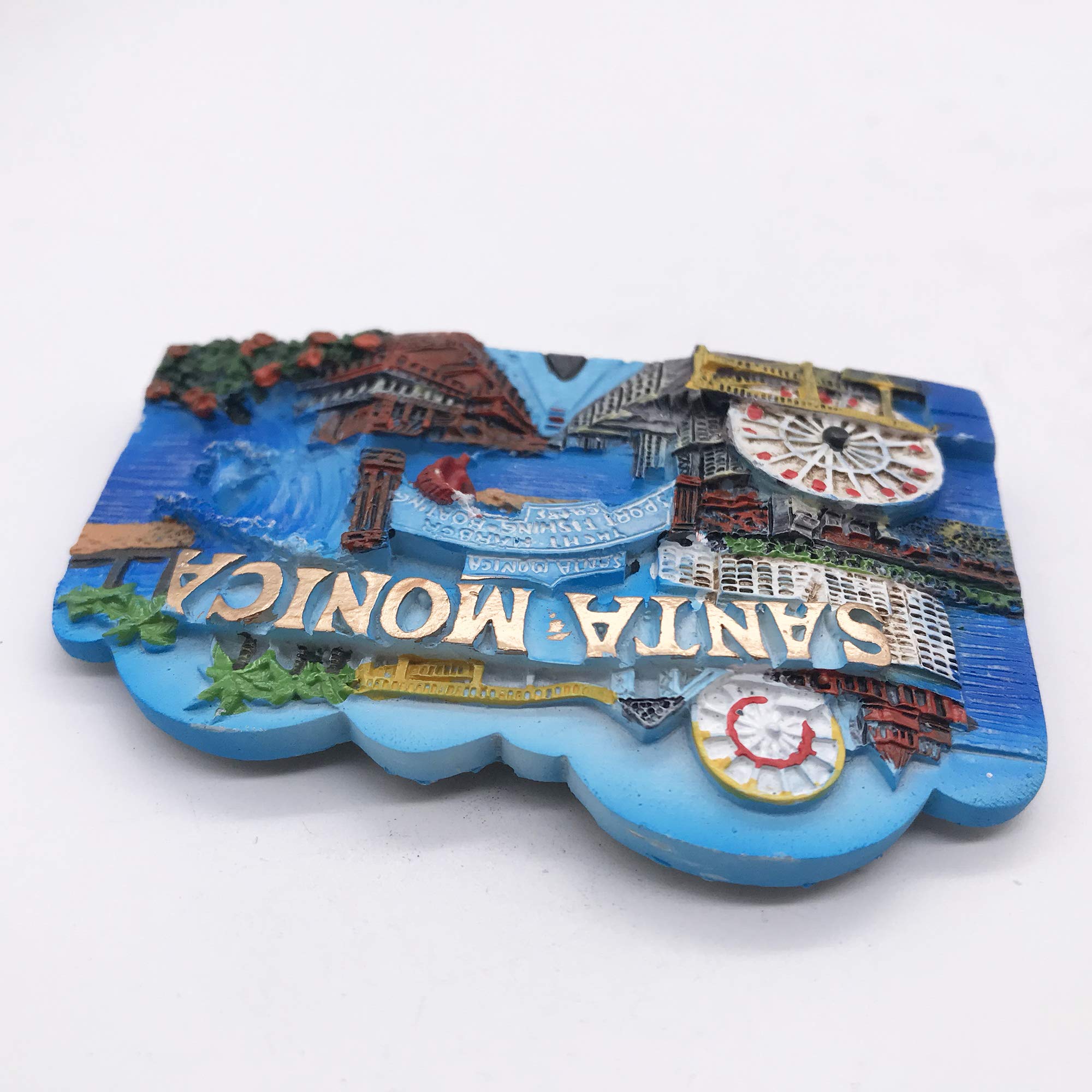 Magnete Frigorifero 3D Santa Monica California - Souvenir Artigianale In Resina, Regalo Da Viaggio
