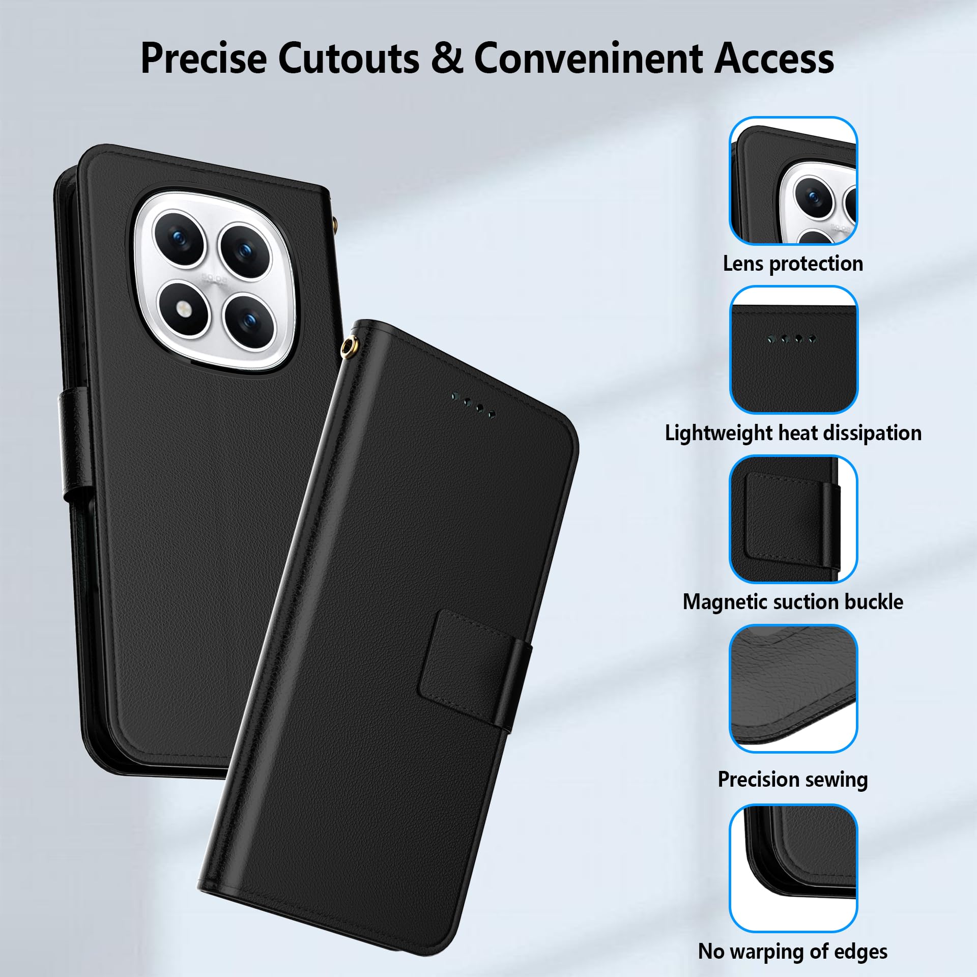Leren hoesje voor Xiaomi Redmi Note 15 Pro 5G, kat, telefoonhoes, kaartsleuven, beschermhoes, magneetsluiting, standaard, volledige bescherming, kraspaal, leer, klapportemonnee, telefoonhoes, rood