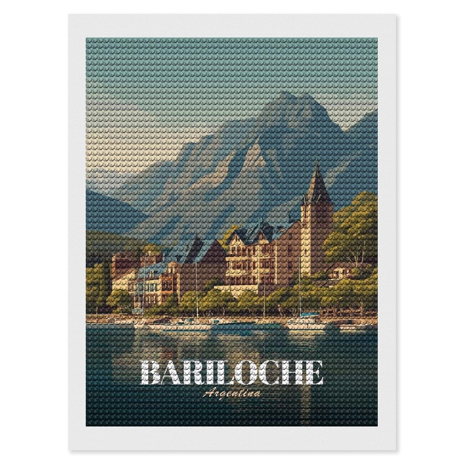 Junmoney Bariloche, Argentina Travel Diamond Painting Canvas Set 12"x16", Full Kit Included, Calming Craft to Unwind, Farmhouse Decor, Christmas Gift