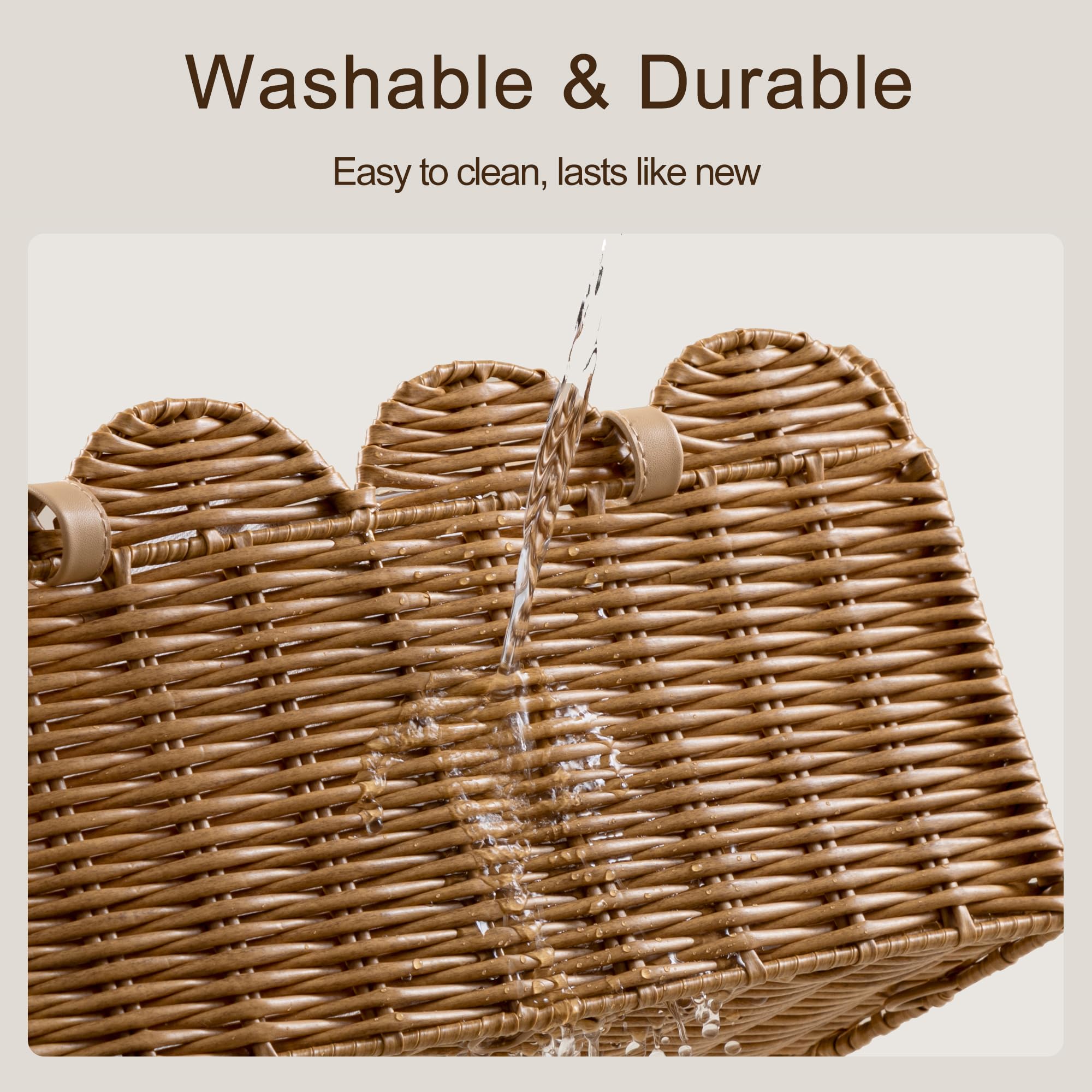 HBlife Organizador de pañales para bebé, lavable, impermeable, gran cesta tejida de mimbre festoneado portátil con divisor, estación de pañales para guardería, cesta de regalo para baby shower