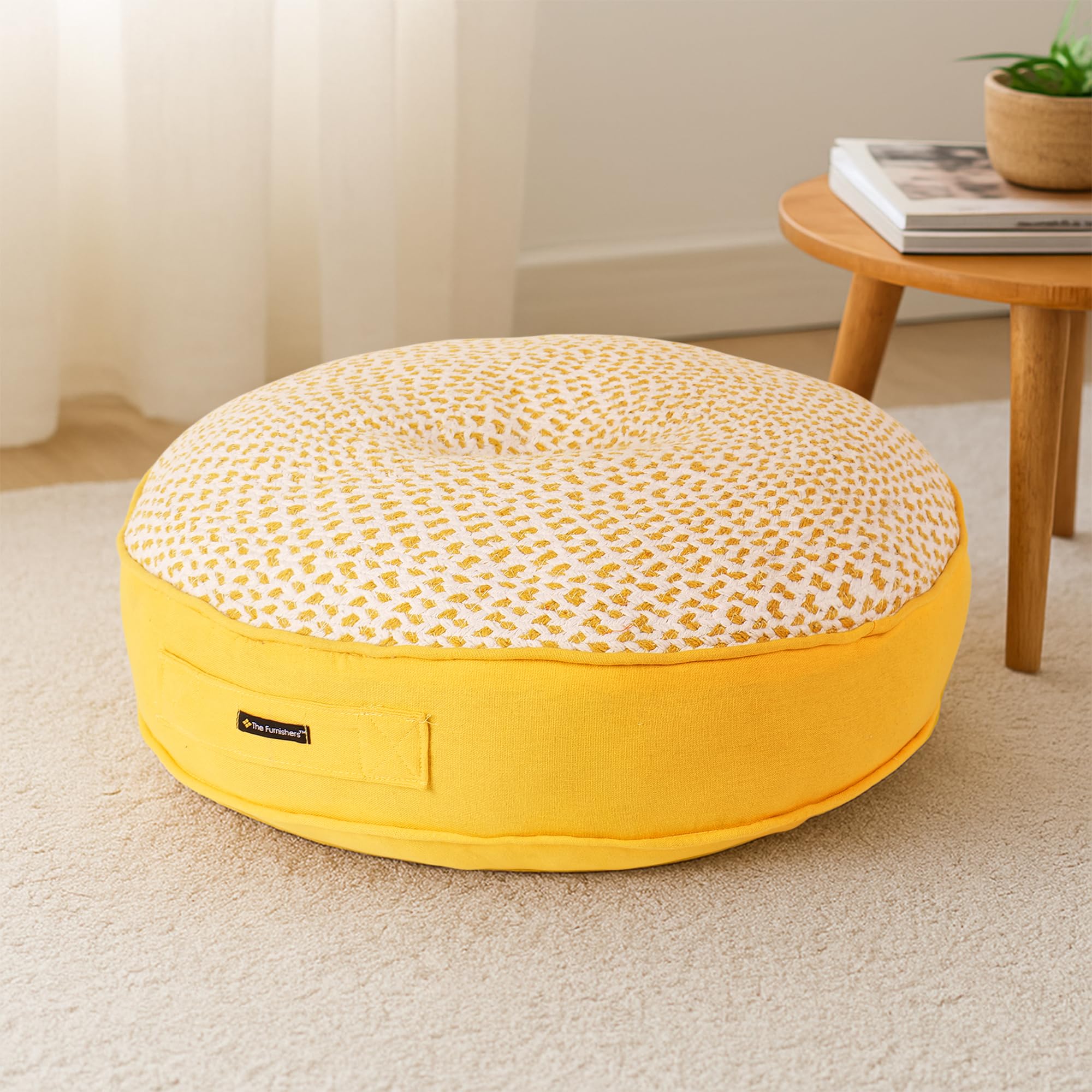 Orange Woven Floor Cushion - Cozy Seating & Meditation -19