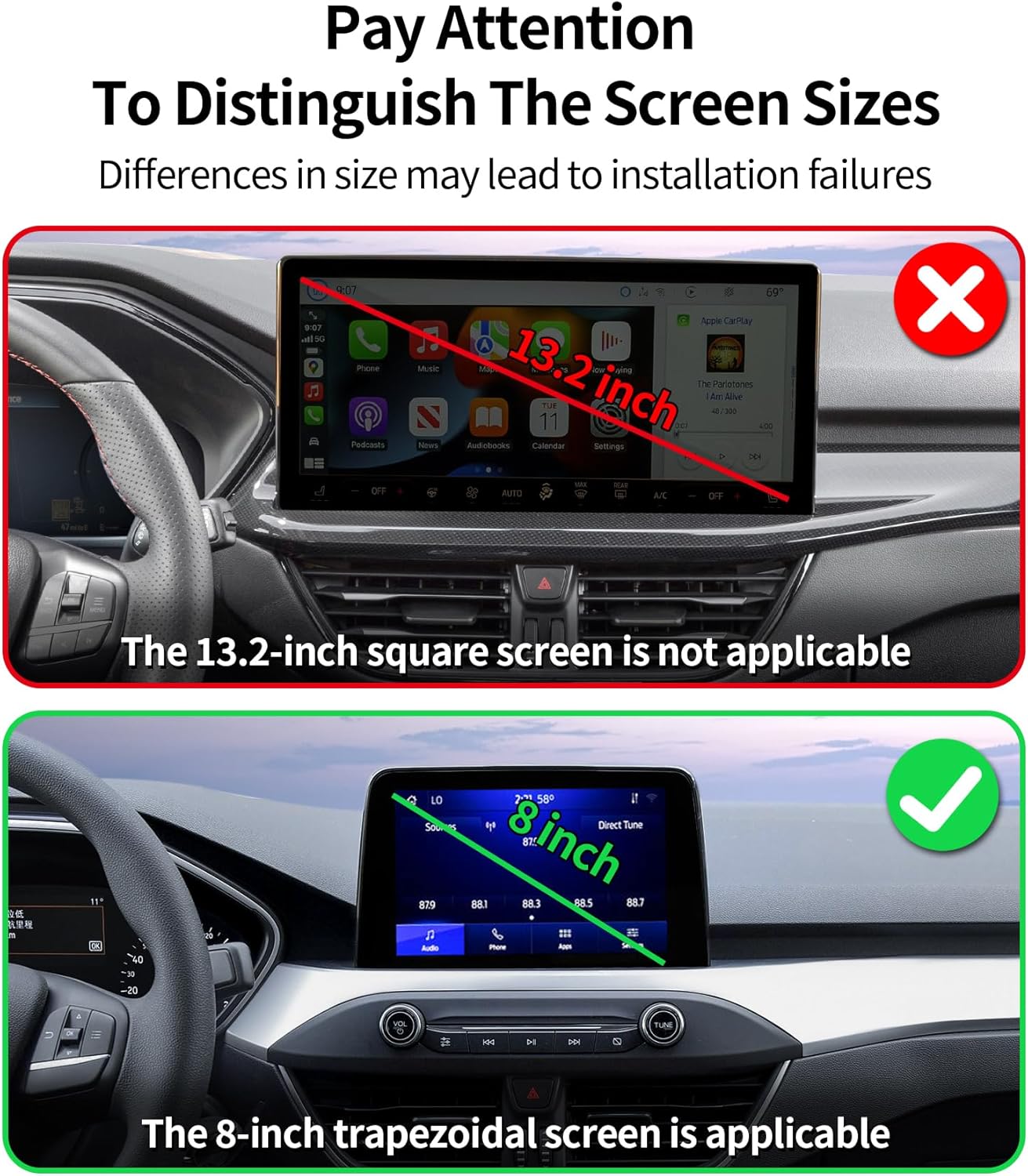Wireless Charging Car Phone Holder for Ford Escape 2020-2025, 8" Screen Fixed Clip, 360° Rotation Car Phone Mount Compatible with MagSafe