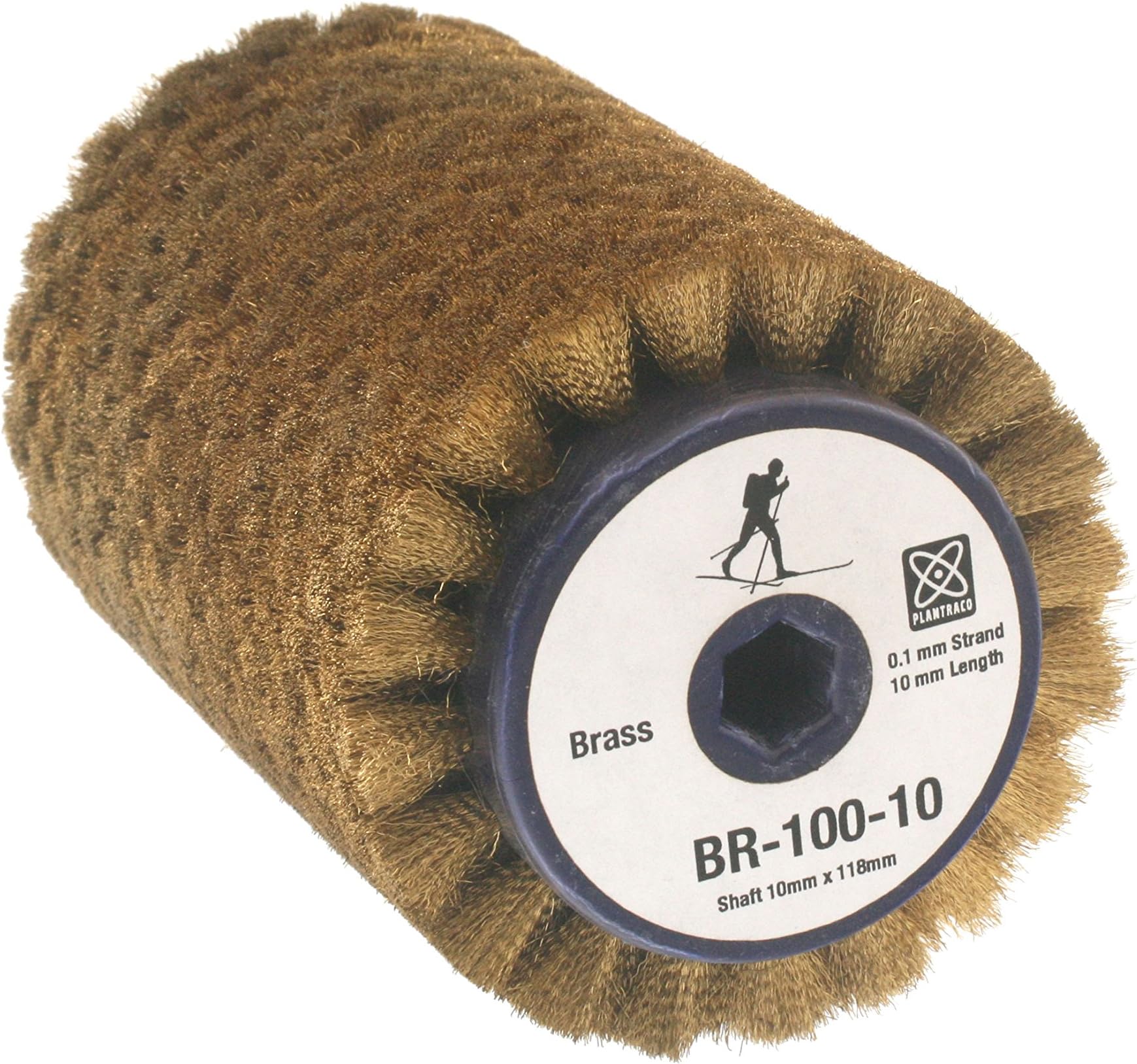 Plantraco Brass Roto Brush - BR-100-10 - for Cross-Country Ski Waxing Fits 10mm Hex Shaft