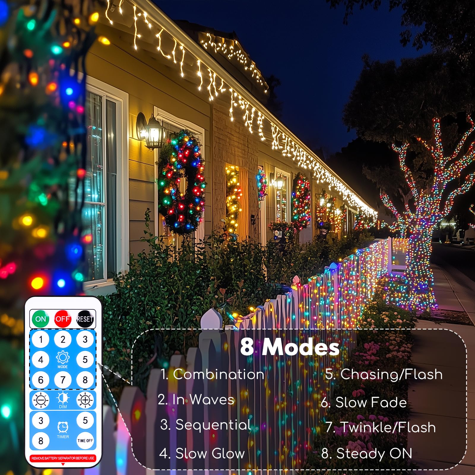 Lot de 2 guirlandes lumineuses rechargeables de 2024 m, 200 LED à piles avec télécommande et minuterie, lumières scintillantes d'extérieur étanches pour camping, bricolage, fête de Noël, arbre de