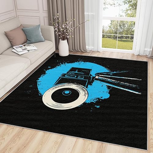 Alfombras de cine para sala de estar, alfombra vintage para cámara de película, alfombra de 3 x 5, alfombra retro con temática de película,