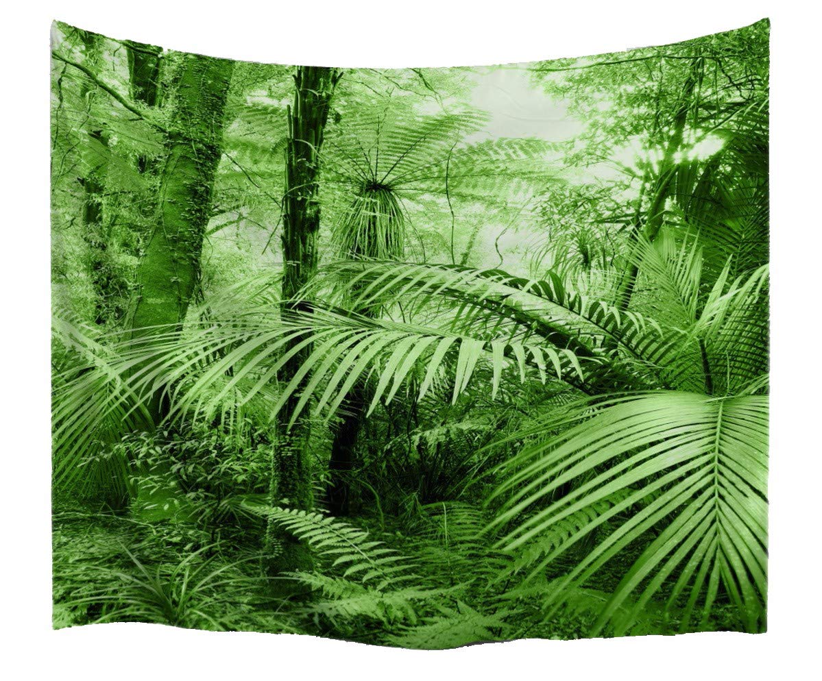 A.Monamour Tropical Dark Green Banana Palm Tree Leaf Plants Themed Print Fabric Tapestry Wall Hangings Blanket Bohemian Bedspread Cover Hippie Beach Towels Bedroom Living Room Dorm 153X102Cm/60"X40" — view 22
