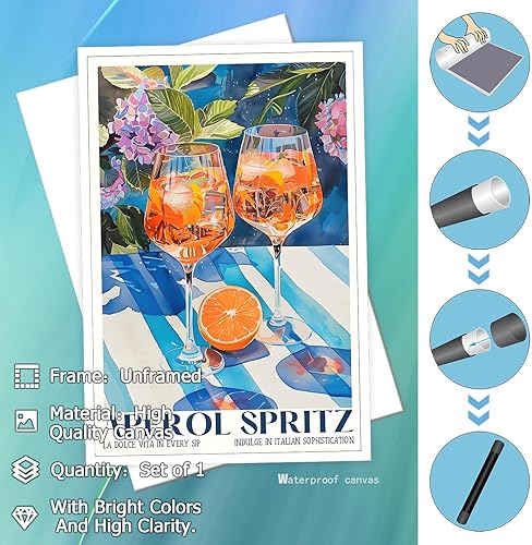 Miniatura 2 de Aperols Spritz - Arte de pared retro italiano de viaje, cóctel, pósteres de lona de Italia, moderno, vintage, verano, cócteles, bebidas, impresiones