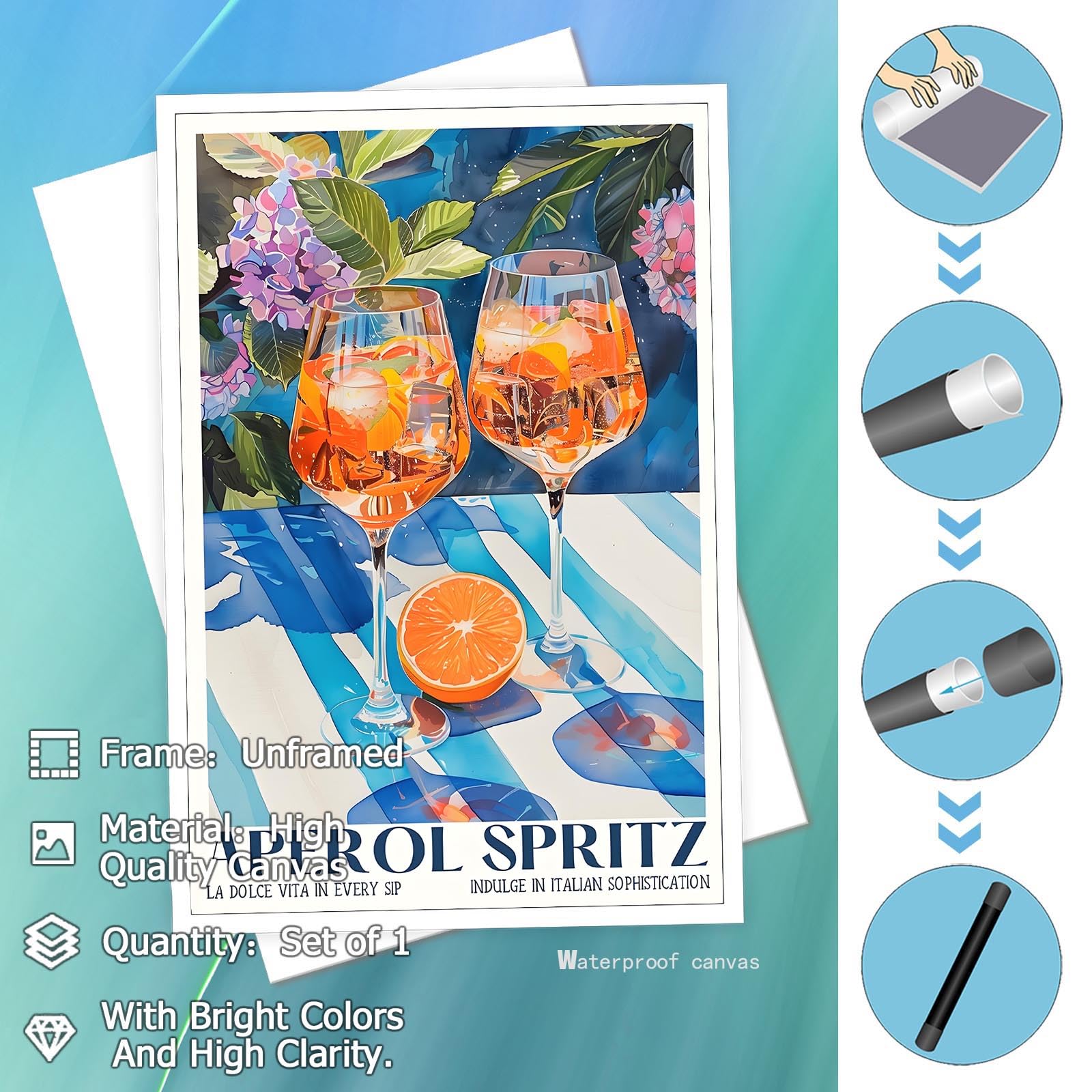 Amazon.com: Trendy Aperols Spritz Wall Art Retro Italian Travel