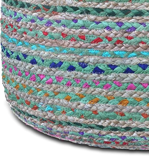 Miniatura 7 de SIMPLIHOME Margo - Puf redondo bohemio en yute trenzado verde para sala de estar, dormitorio y habitación de los niños