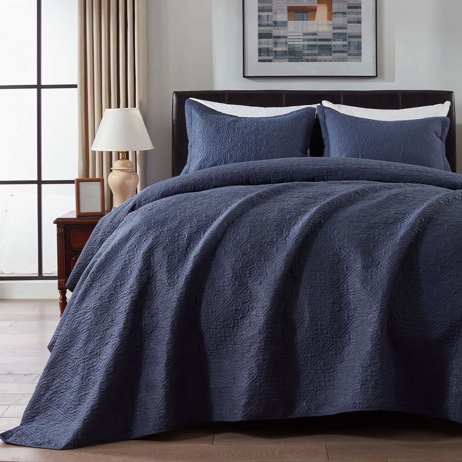 Joyching Quilt Twin Size Bedding SetNavy Soft Lightweight