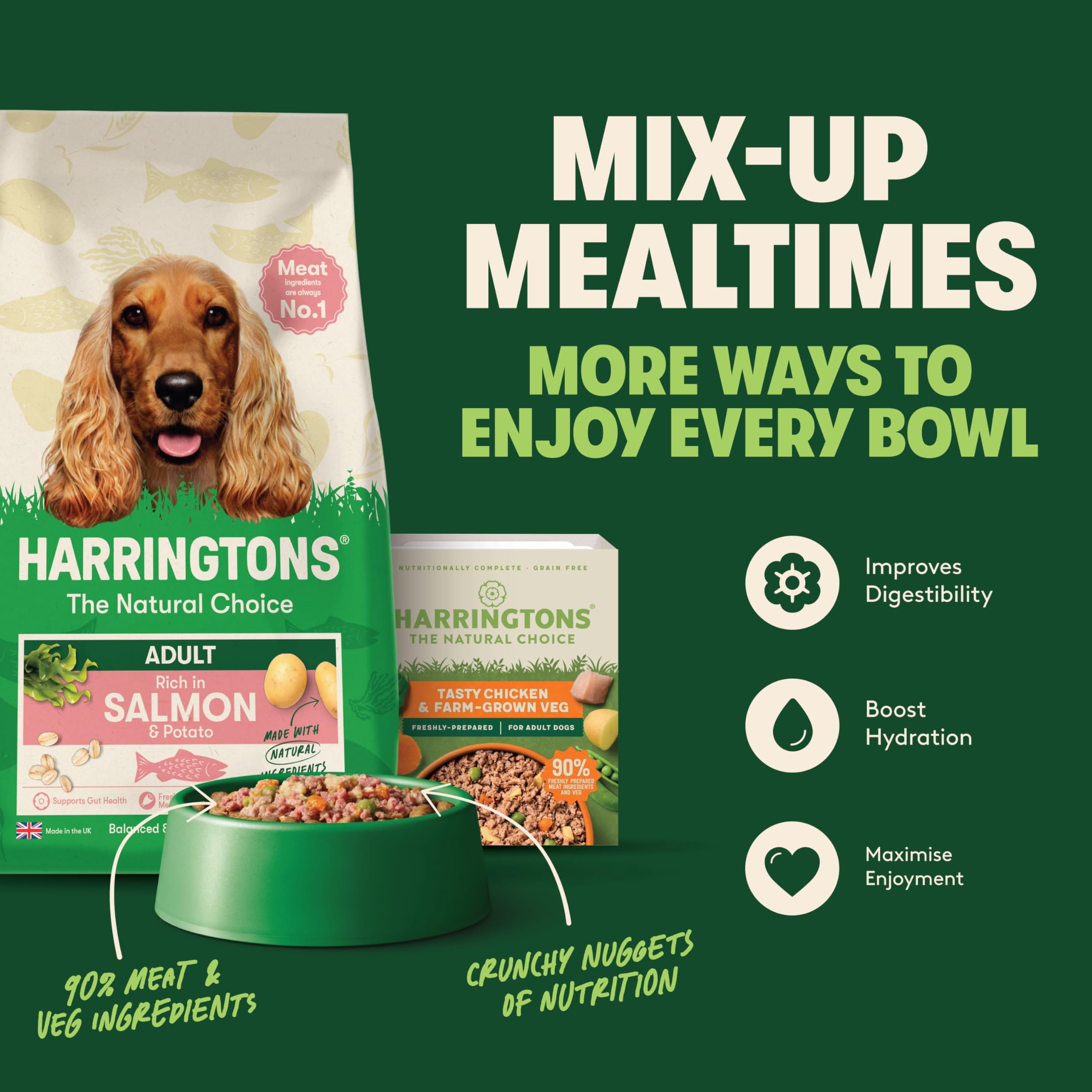 Harrington Complete - Comida para perros, Rico en salmón y papa, 12 kg