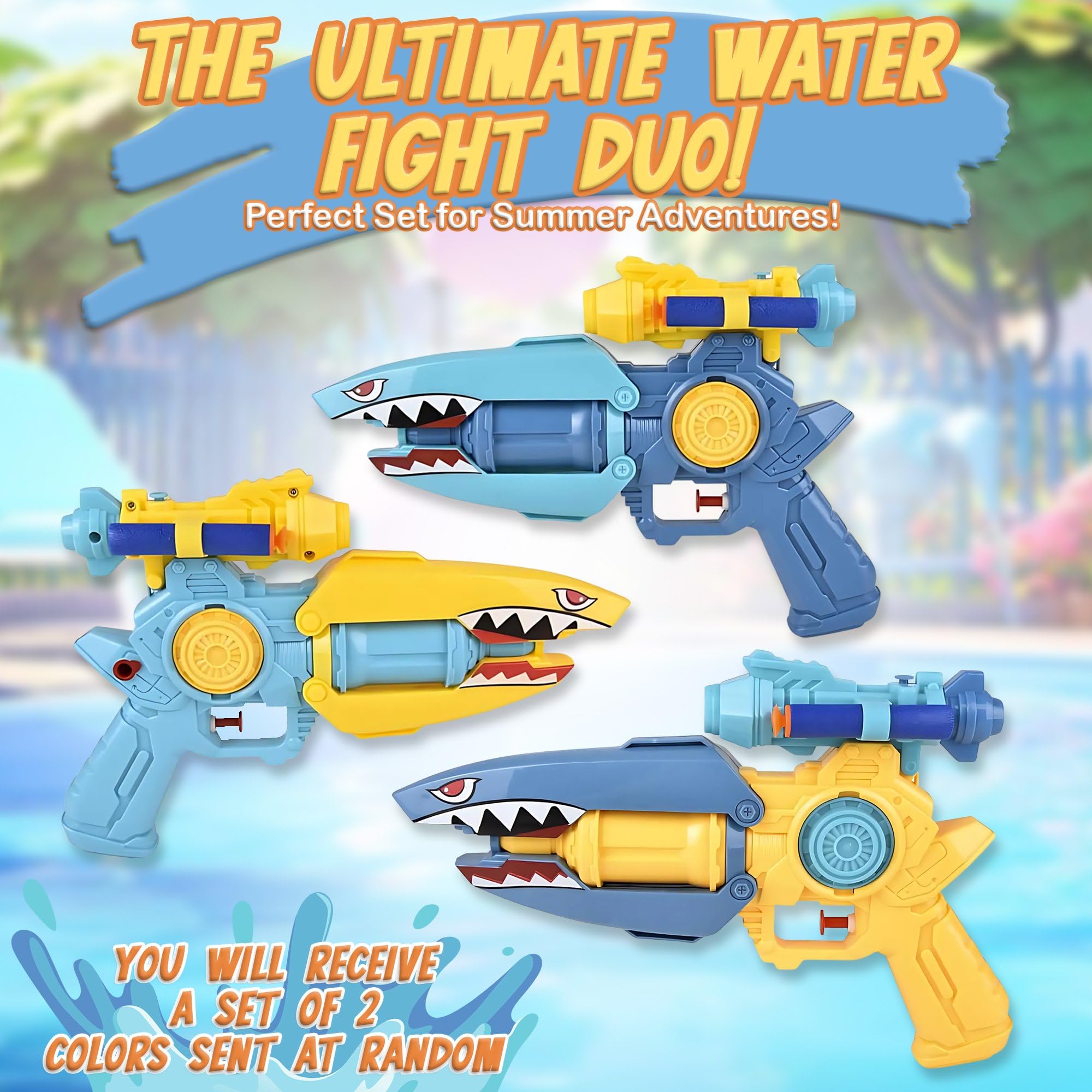 Shark Dart & Water Water Blasters, Forest & Twelfth Set of 2 Foam Dart Gun for Kids, Fun Water Blaster for Endless Summer Fun - Perfect for Beach and Pool Play