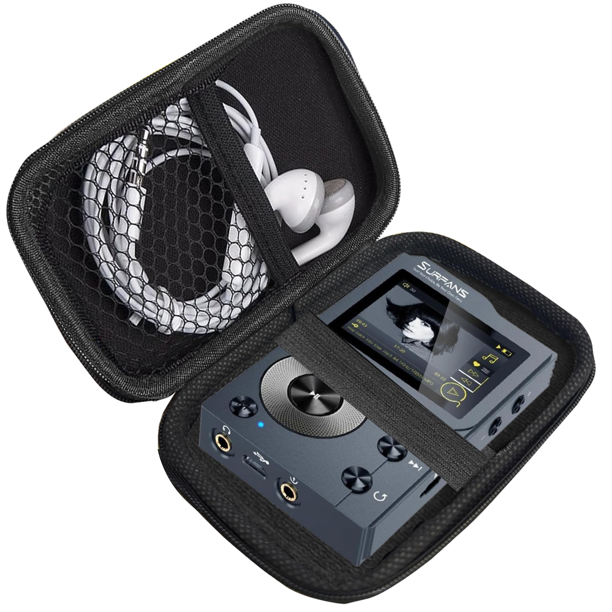 Custodia Porta MP4 Con Moschettone – Borsa Da Viaggio Per Touch Screen, Auricolari E Cavo USB