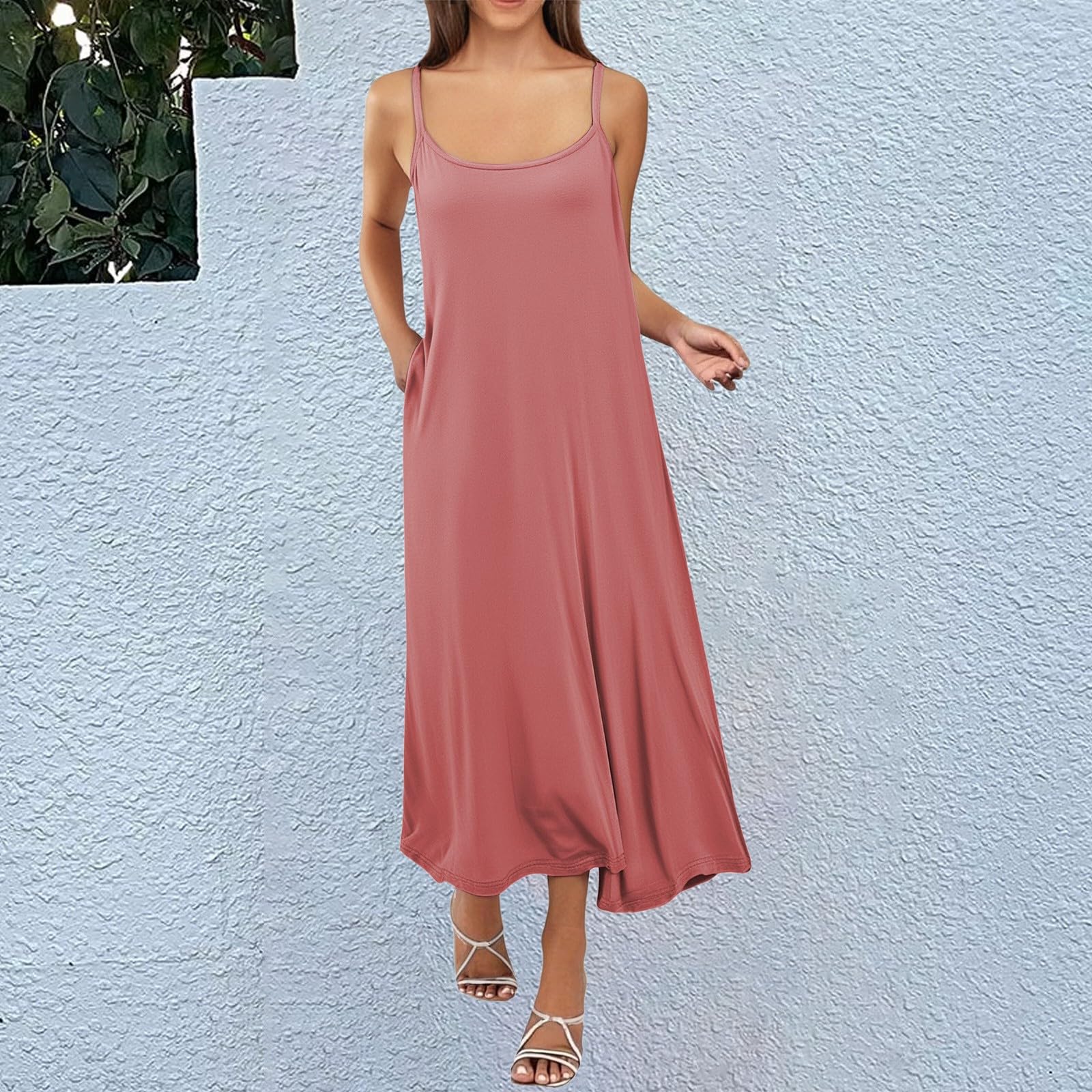 Robe longue d'été sans manches pour femme, dos nu, robe décontractée