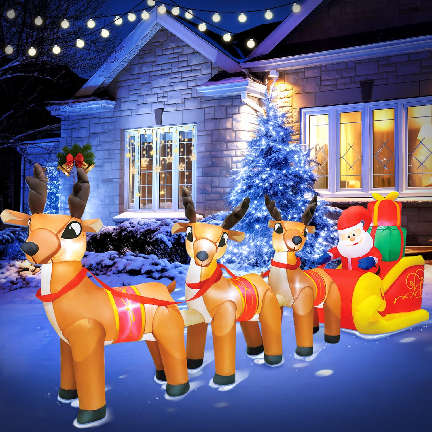 Snapklik.com : DomKom 12 FT Christmas Inflatable Outdoor Santa Claus On ...