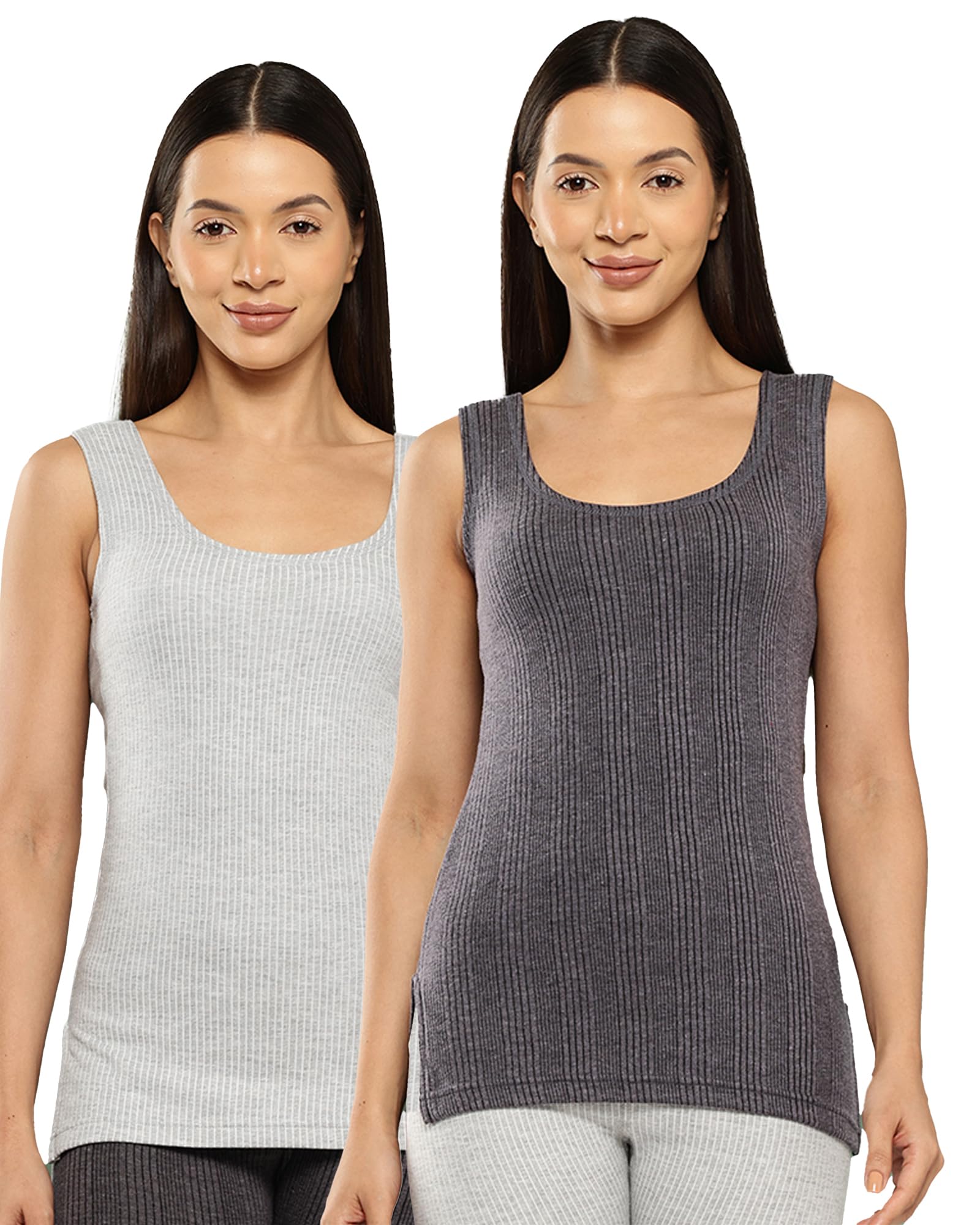 Women Cotton-Poly Sleeveless Thermal Tops Pack of 2-image-36